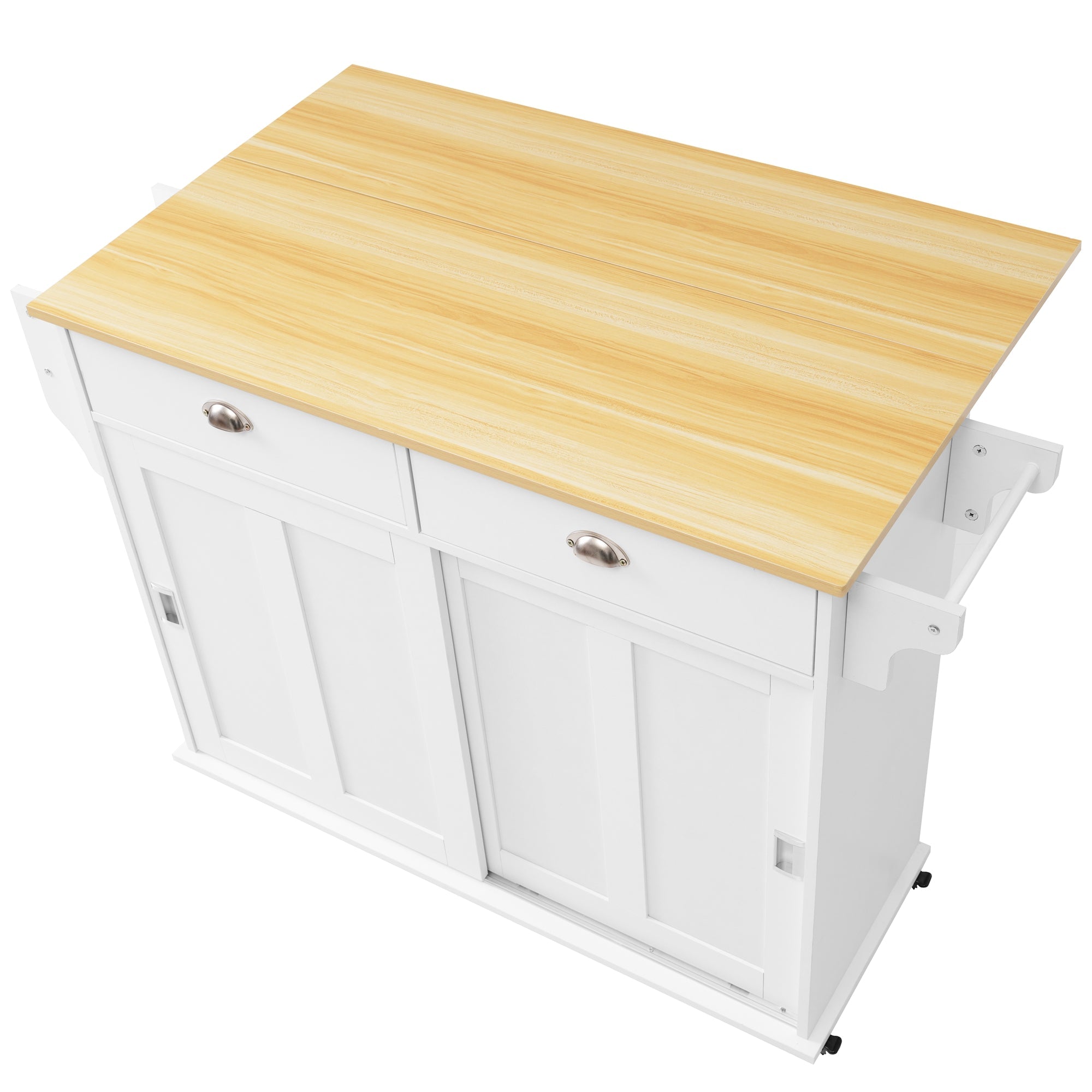 Logidon Dining Room Trolley Sideboard with Folding Table White/Natural Wood