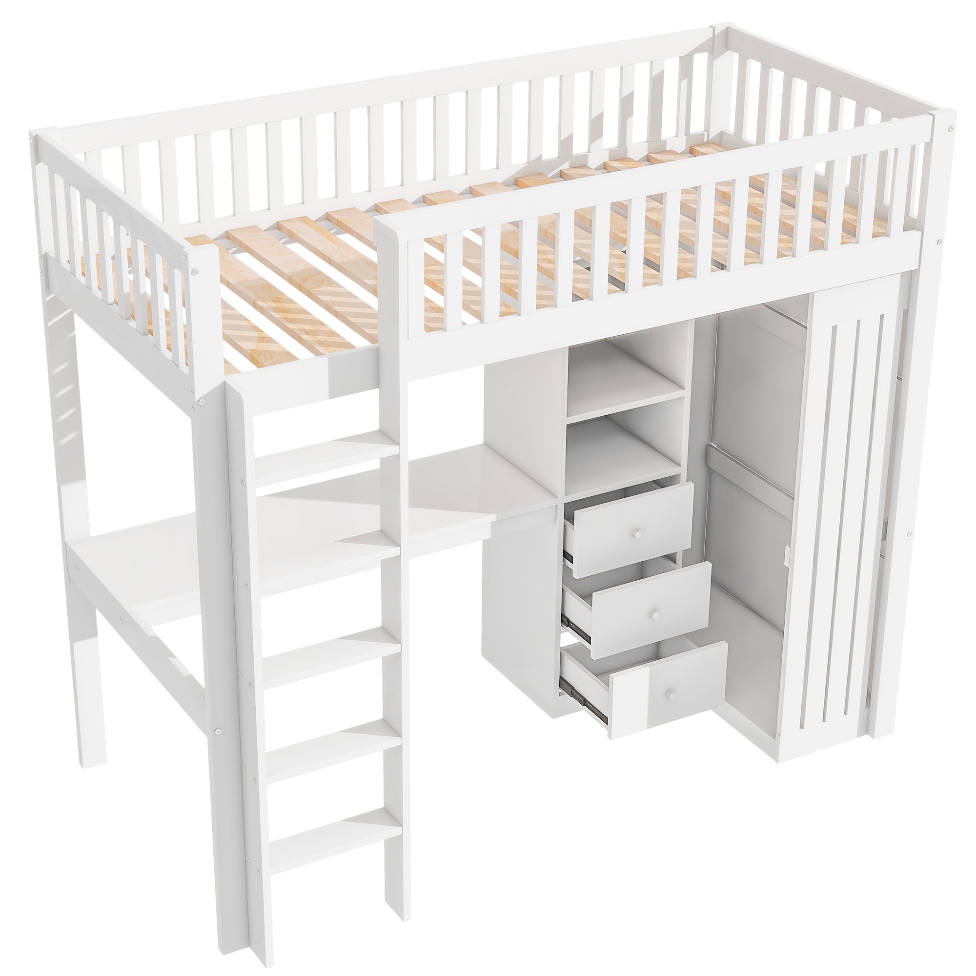 Logidon hoogslaper 90x200 wit met bureau en kledingkast