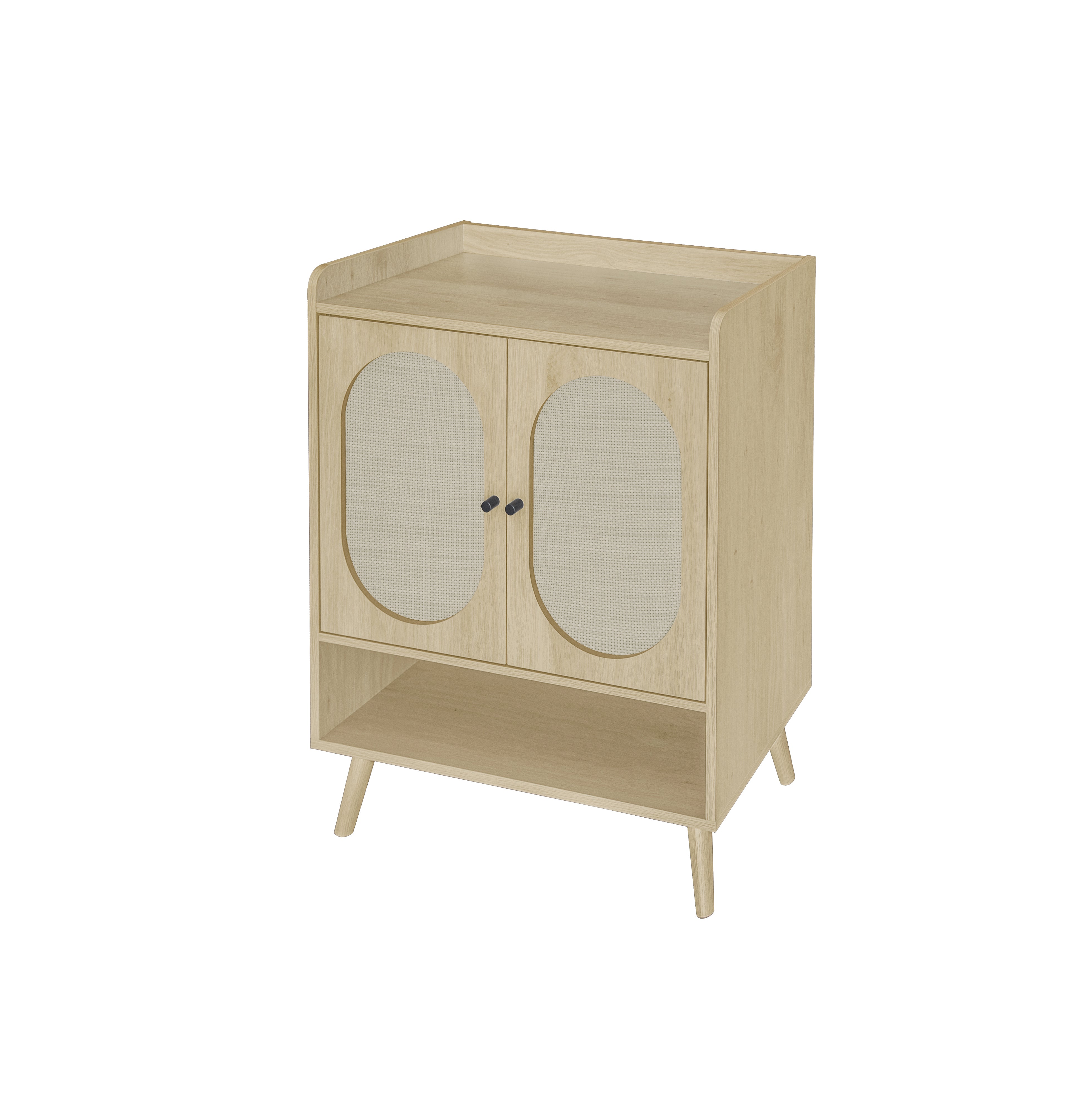 Logidon schoenenkast naturel houtlook met dubbele deuren Rotan design