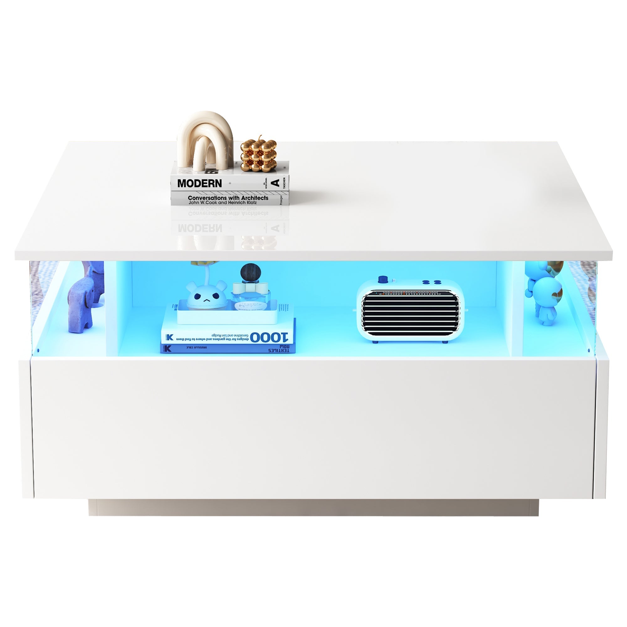 Logidon witte hoogglans salontafel 70x70x41 cm met LED-verlichting