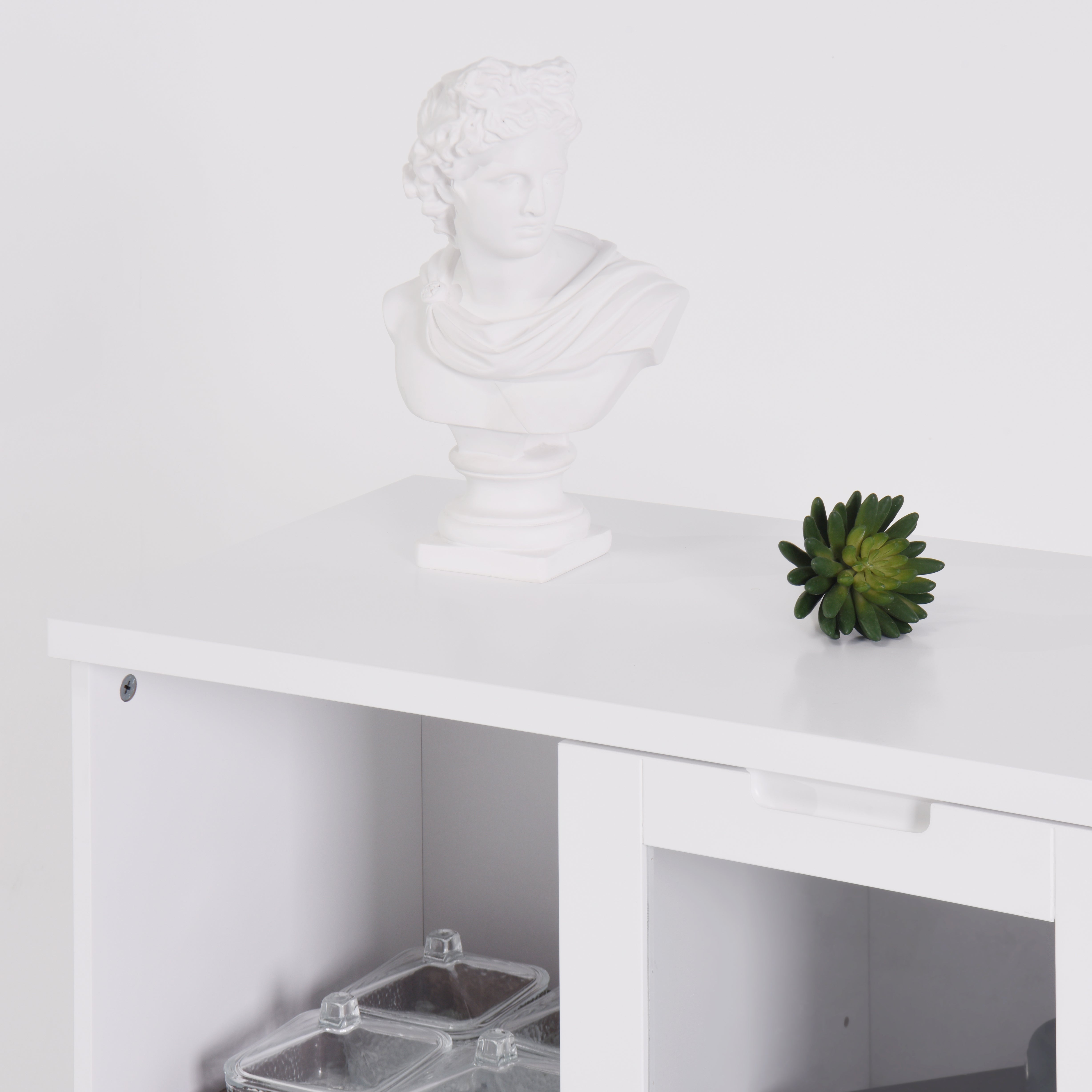 Logidon Witte MDF Kast Met Glazen Deurtjes En Lade 100cm