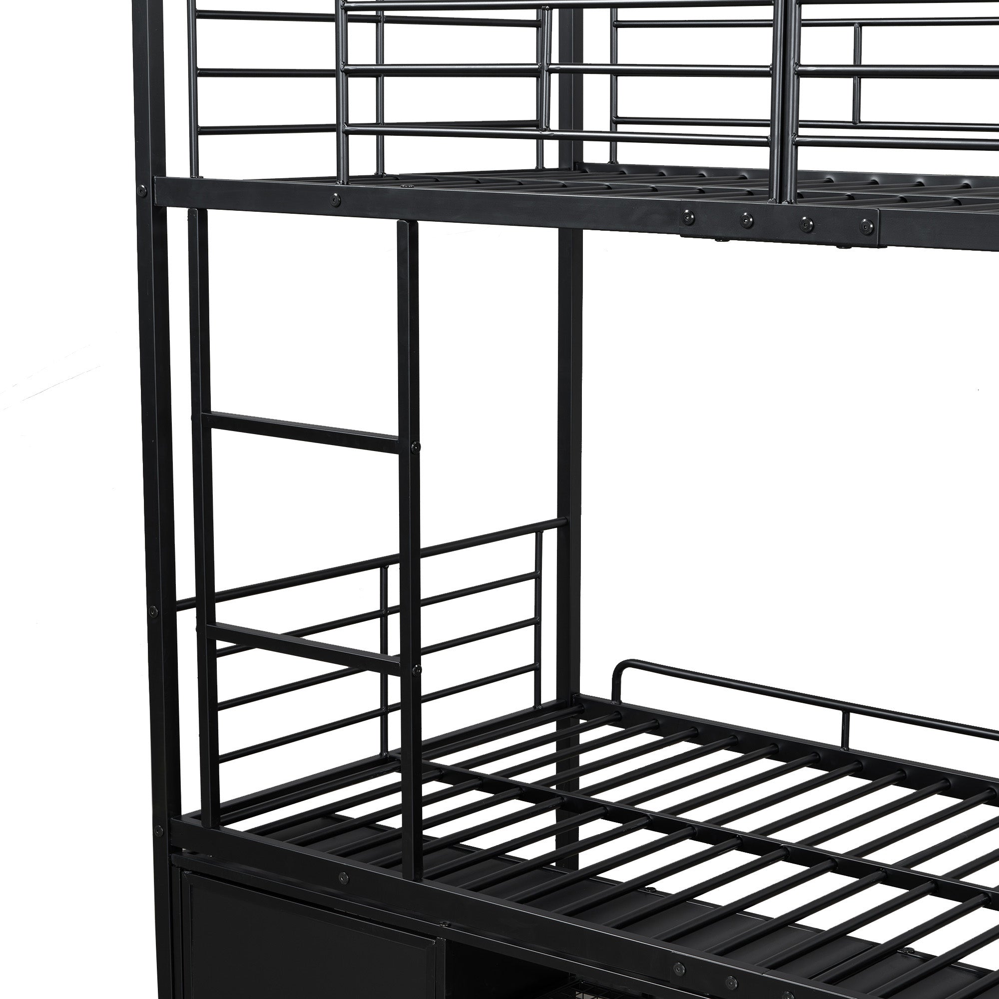 Logidon stapelbed ijzeren frame zwart 90x200 cm met schoenenrek