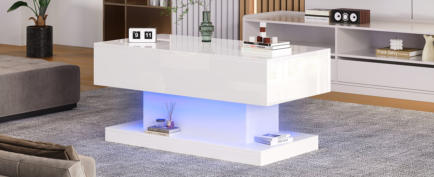 Logidon witte heftafel 100x50x45 met LED verlichting hydraulisch