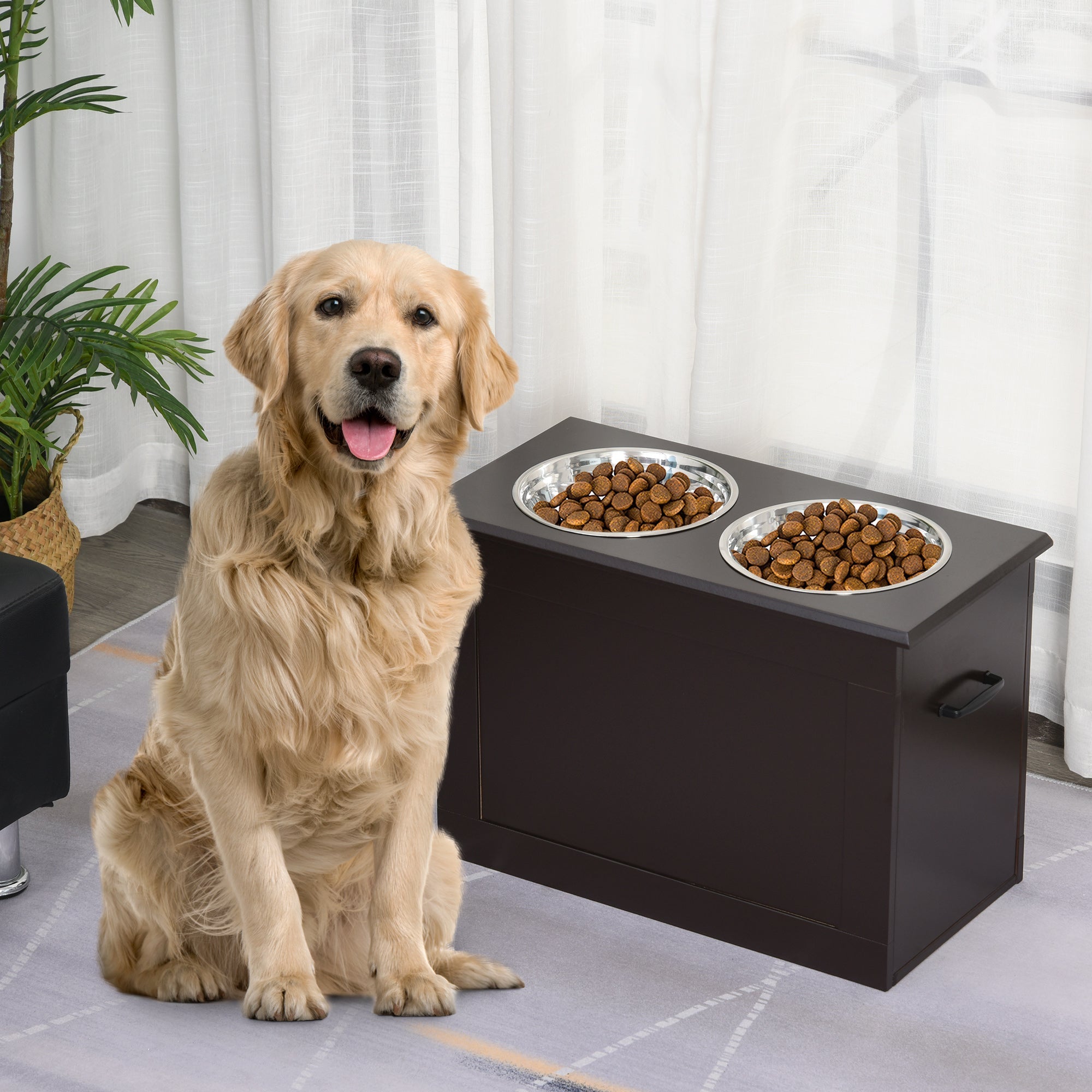 Logidon Fressnapf MDF Bruin Espresso 60x30x41 cm Opbergruimte 2 kommen