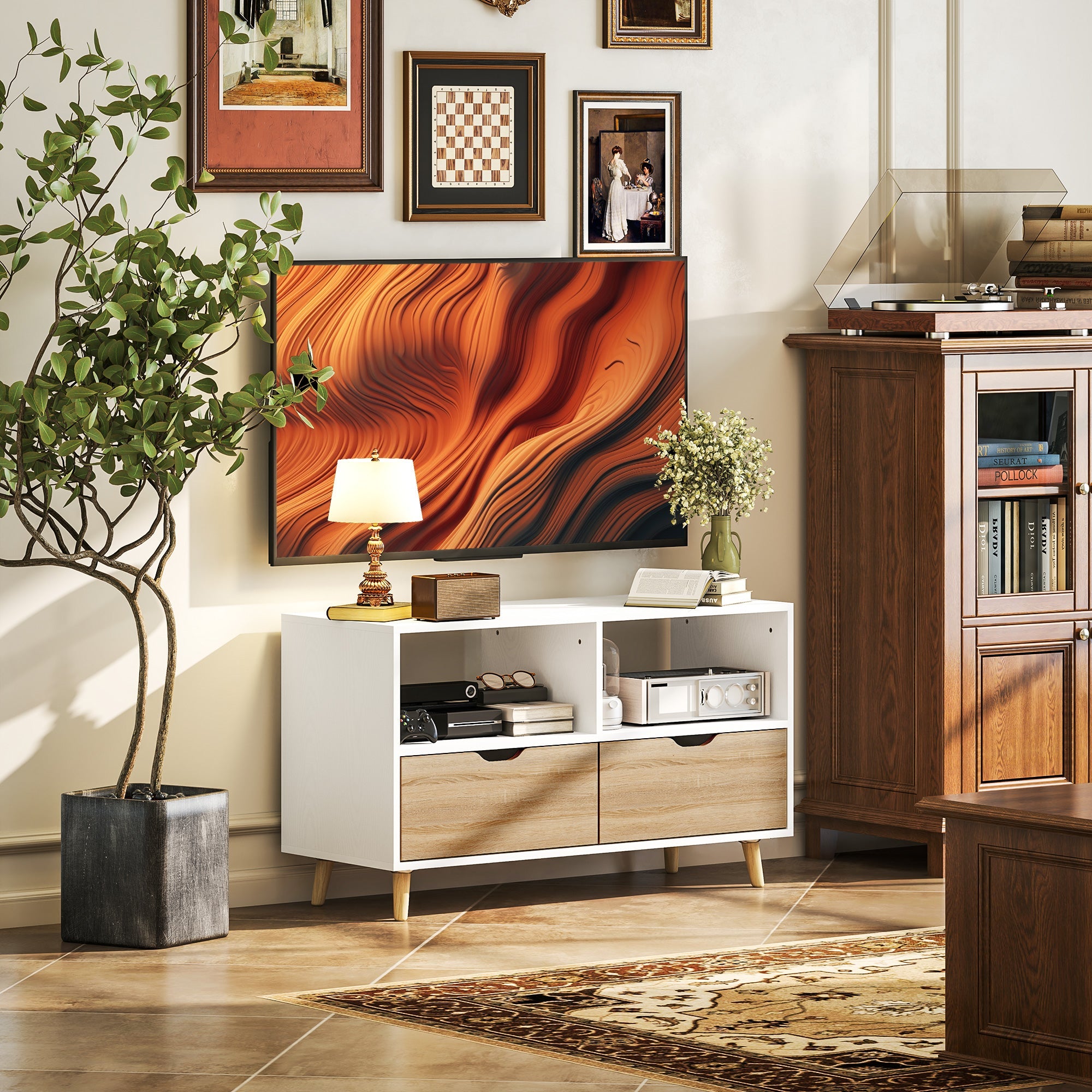 Logidon TV-meubel wit 99 cm met 2 opbergvakken en lades