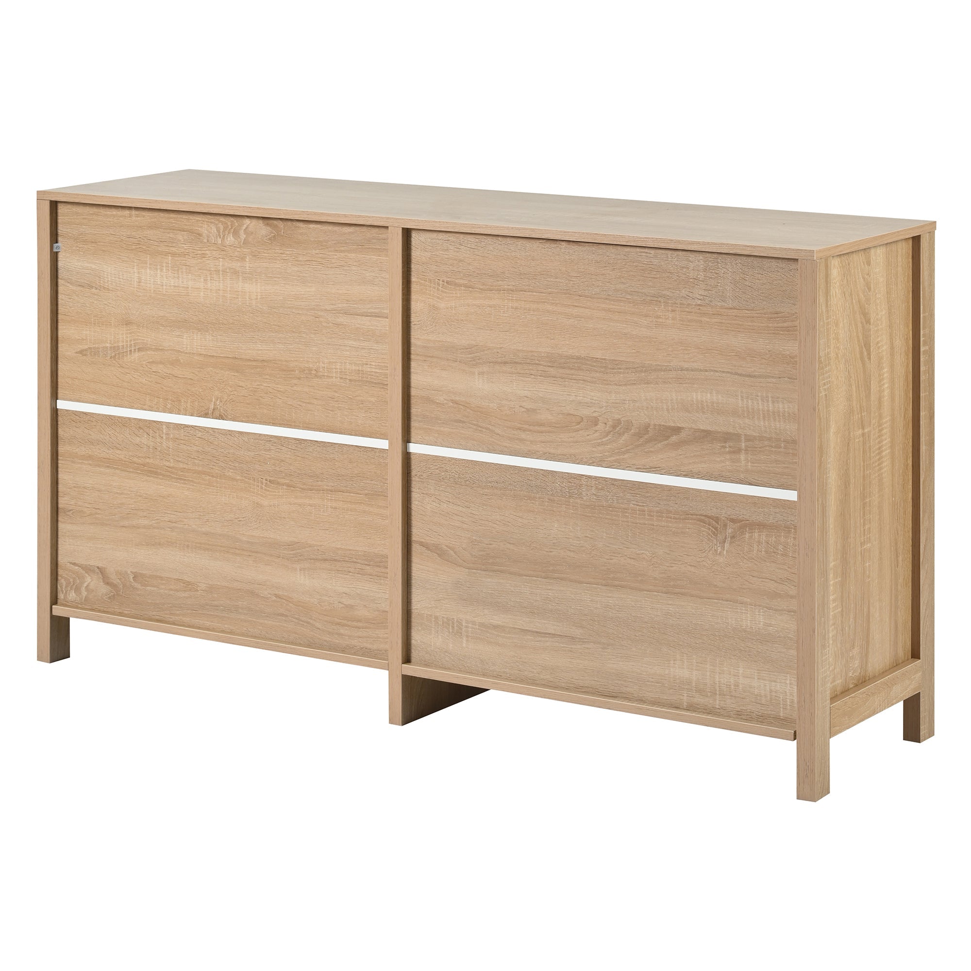 Logidon Dressoir 145x40x80 cm met vier rotan deuren natuurlijk hout