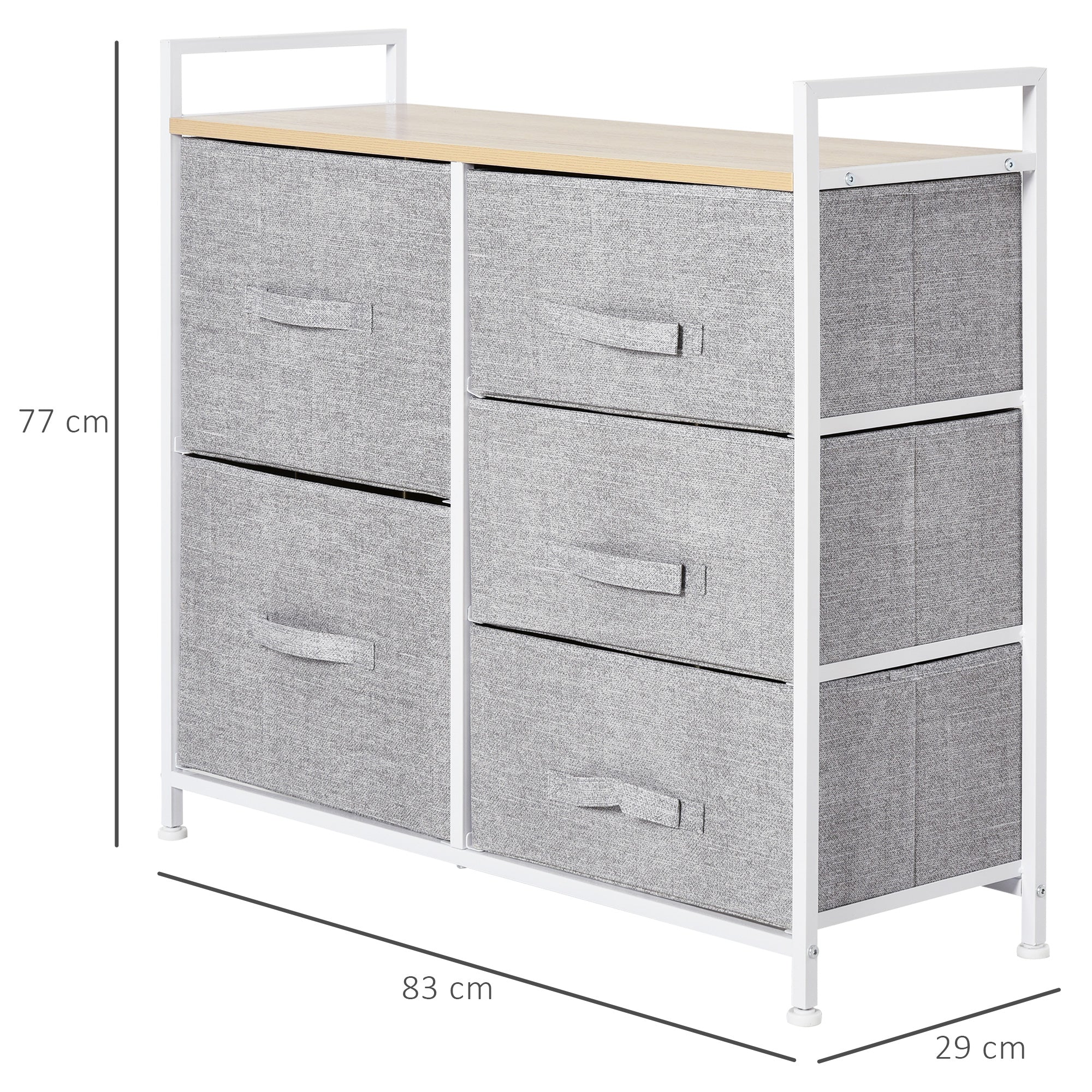 Logidon ladekast met 5 stoffen lades grijs 83x29x77 cm