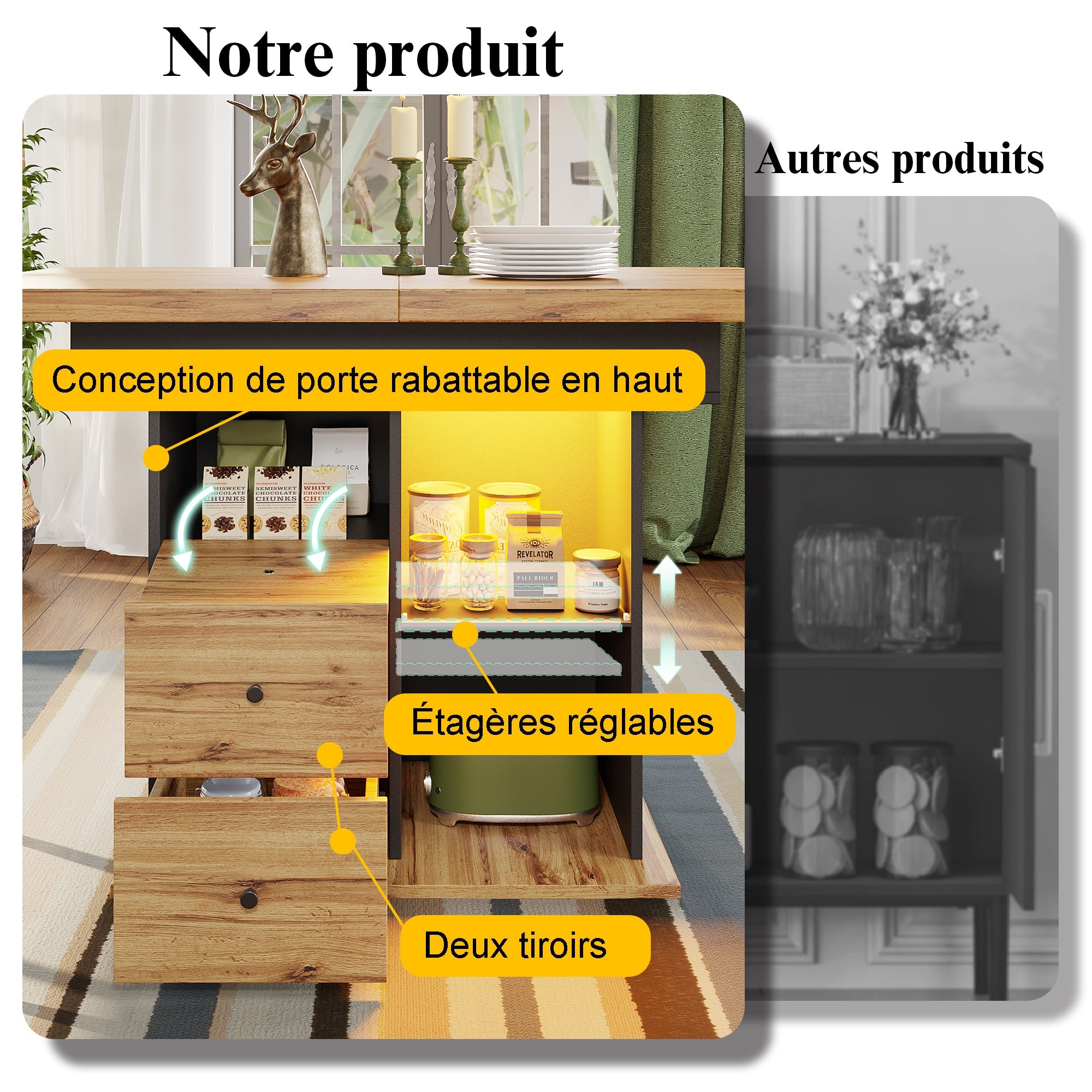 Logidon eettafel telescopisch uitschuifbaar 110-140×80 cm met LED verlichting