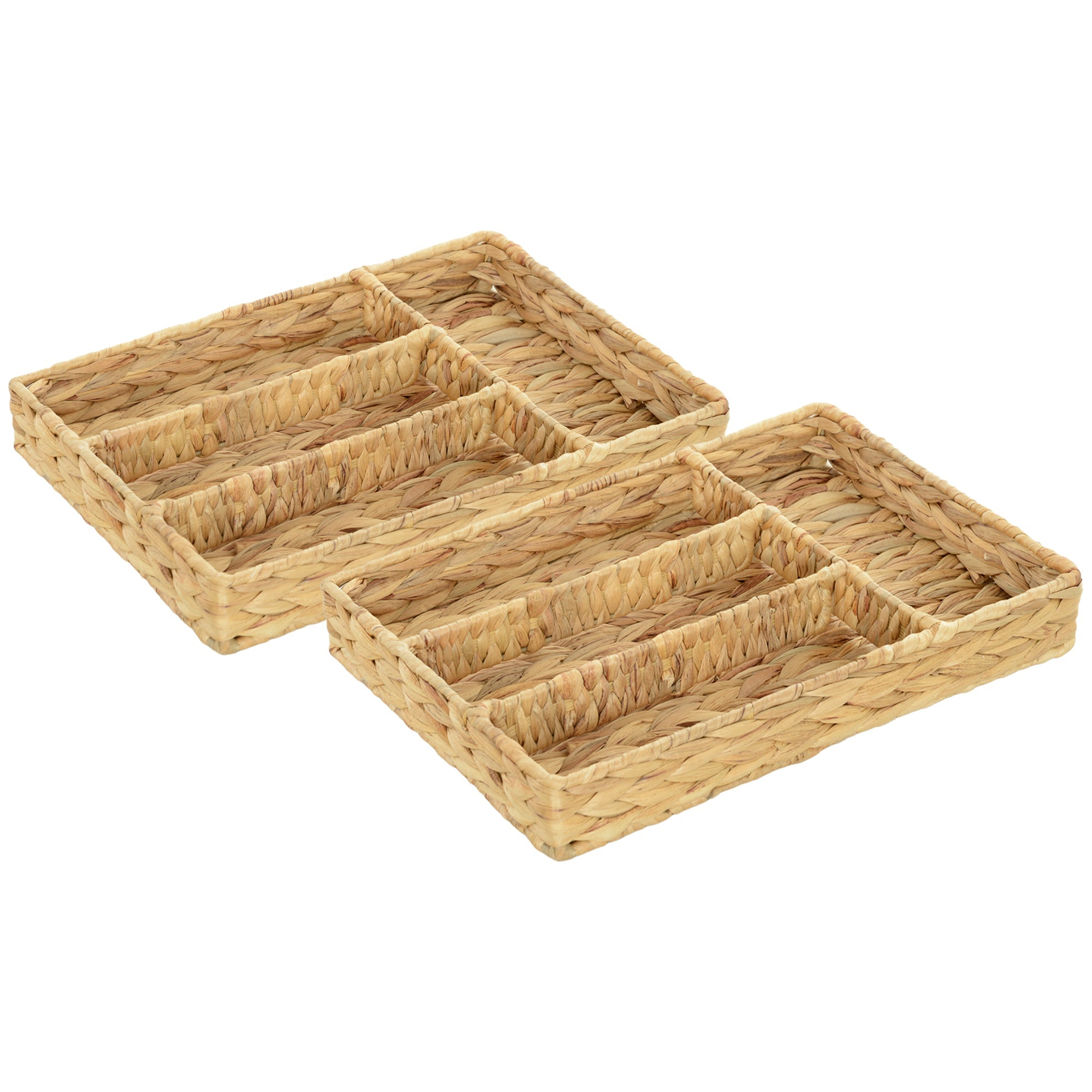 Logidon set van 2 waterhyacint opbergmanden 36x26x5 cm naturel