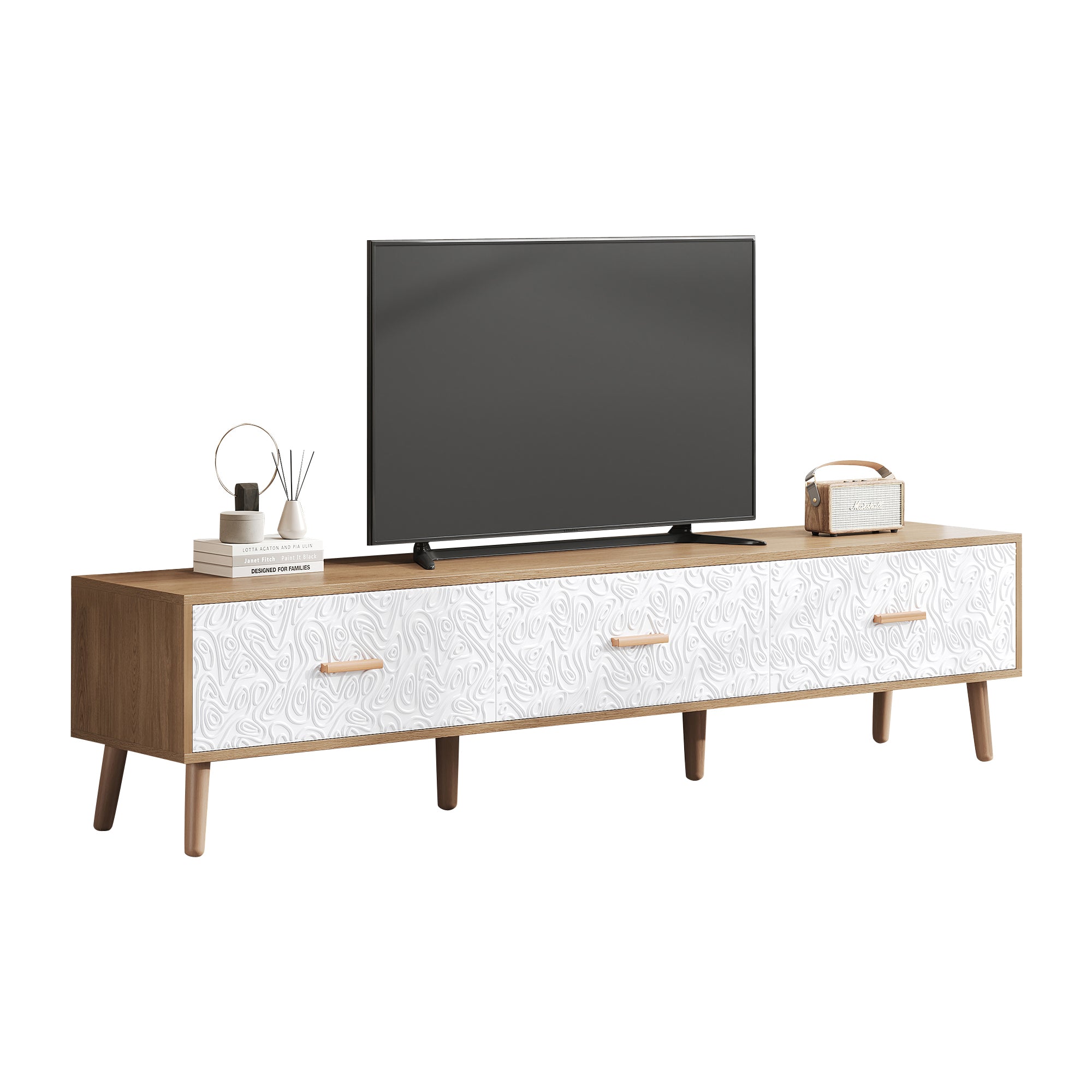 Logidon TV Laag Paneel Vintage Hout Wit Deurpaneel 150x39x35 cm