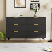 Logidon Elegant Dressoir Zwart Moderne Stijl 6 Laden