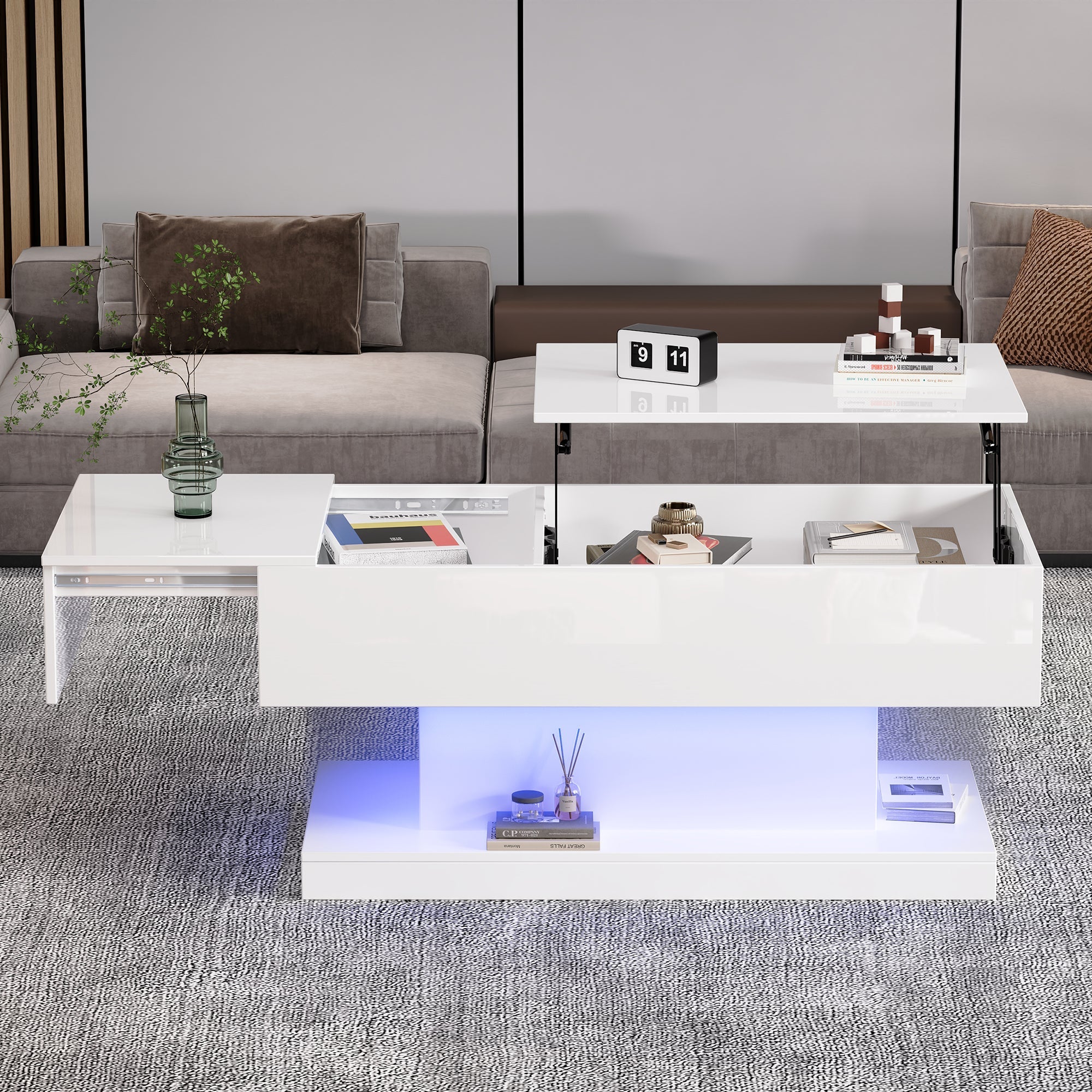Logidon witte heftafel 100x50x45 met LED verlichting hydraulisch