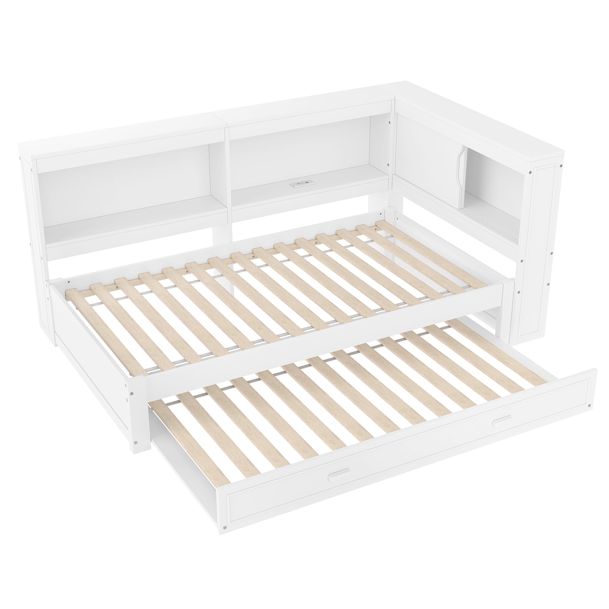 Logidon Dagbed 90x200 cm Wit Uitschuifbed Slaapbank USB LED