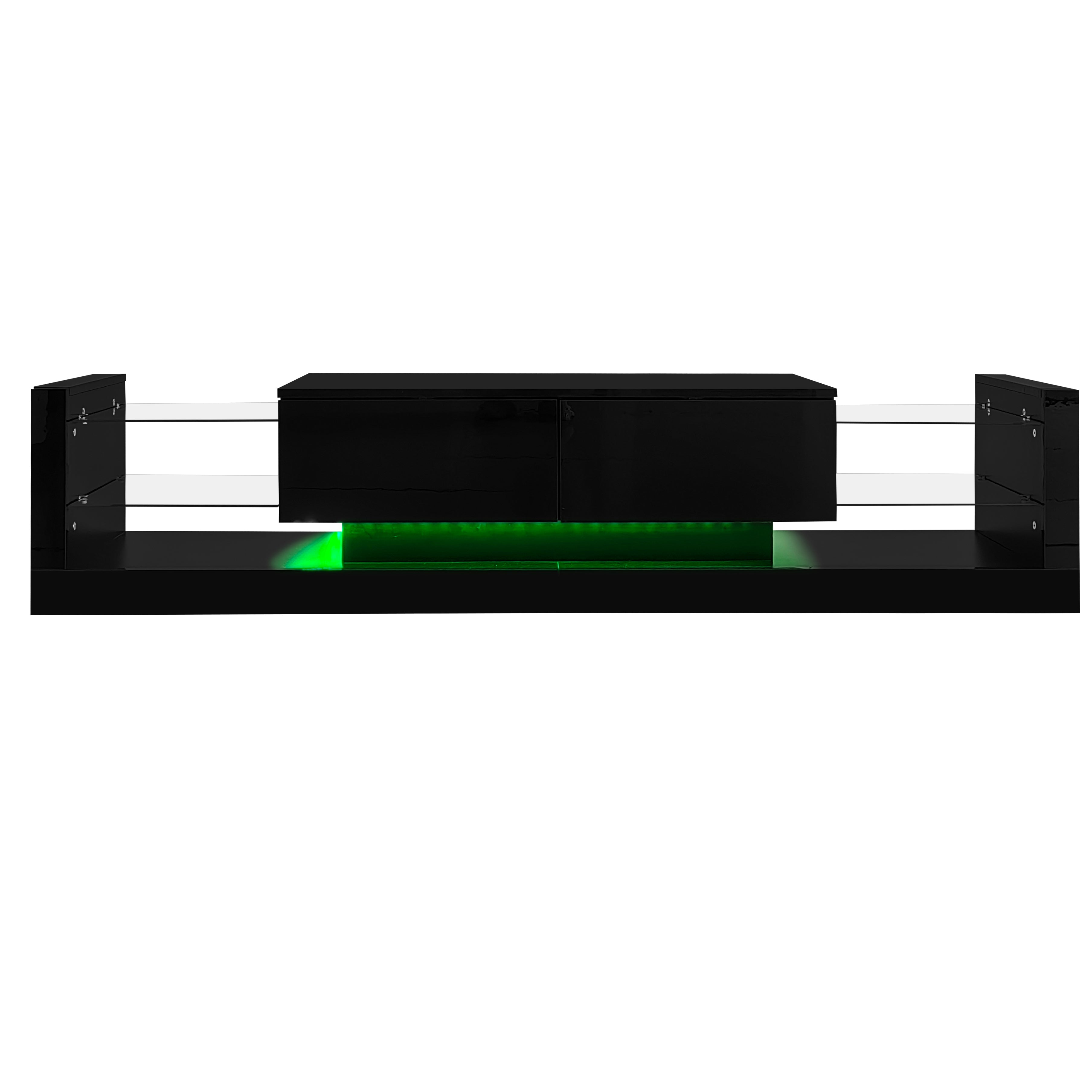 Logidon TV wall cabinet set black high gloss with LED lighting 181cm