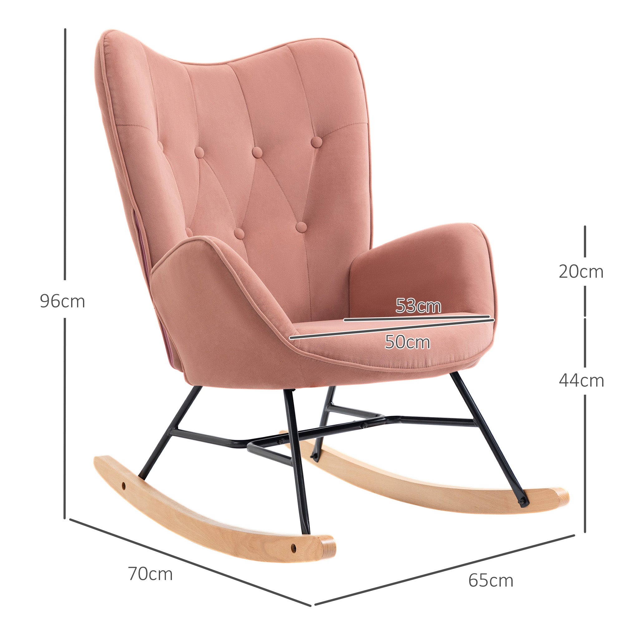 Logidon Roze Schommelstoel Met Hoge Rug En Polyester Hoes