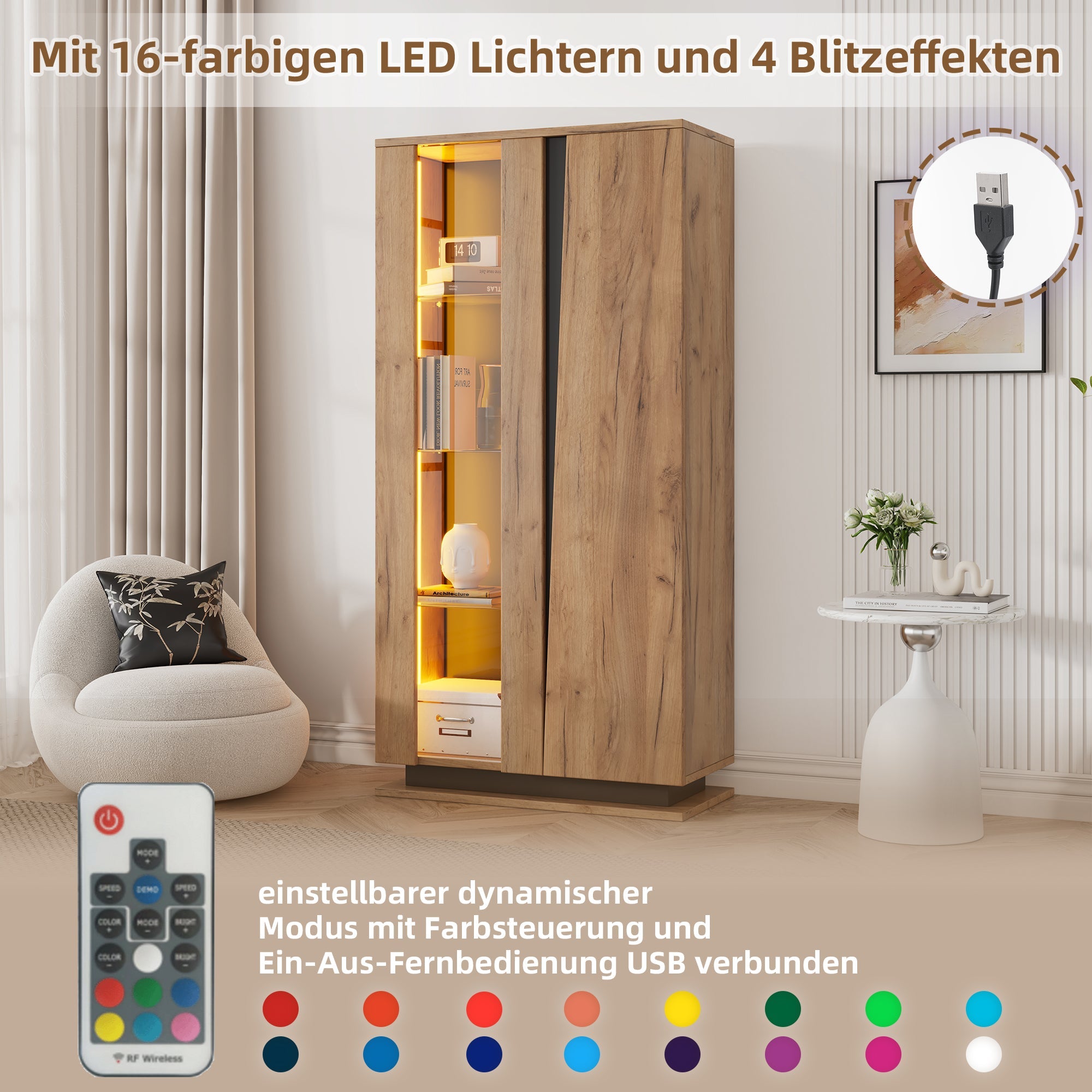 Logidon vitrinekast 80x35x160 cm met acryl deuren en 8 planken