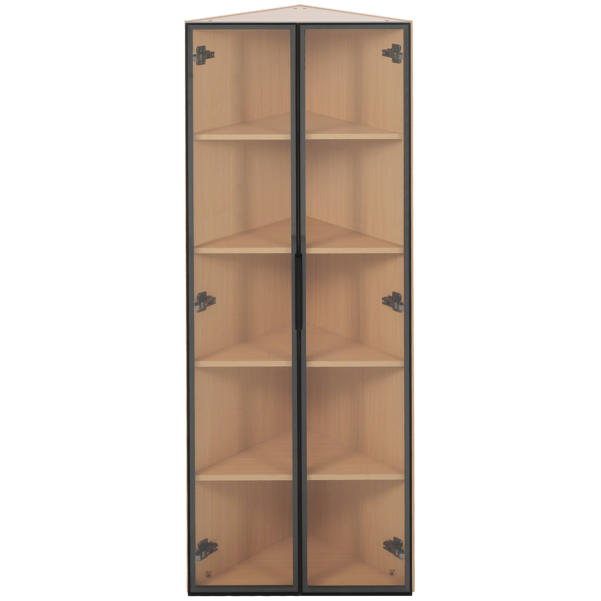Logidon LED glazen vitrine 62 cm 35 cm 160 cm eiken hoekvitrine met deur