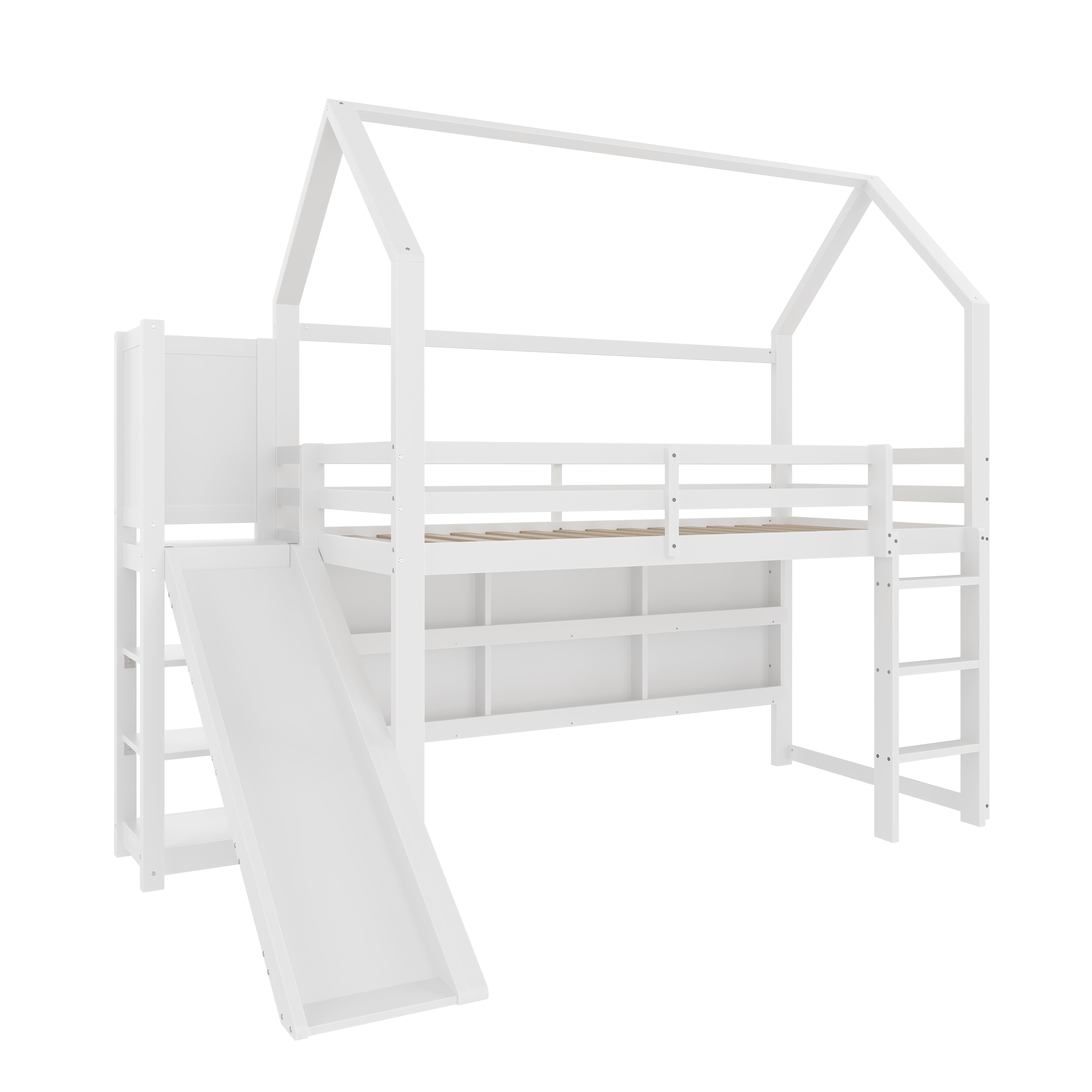 Logidon hoogslaper 90x200 cm met LED-strip huisvorm wit