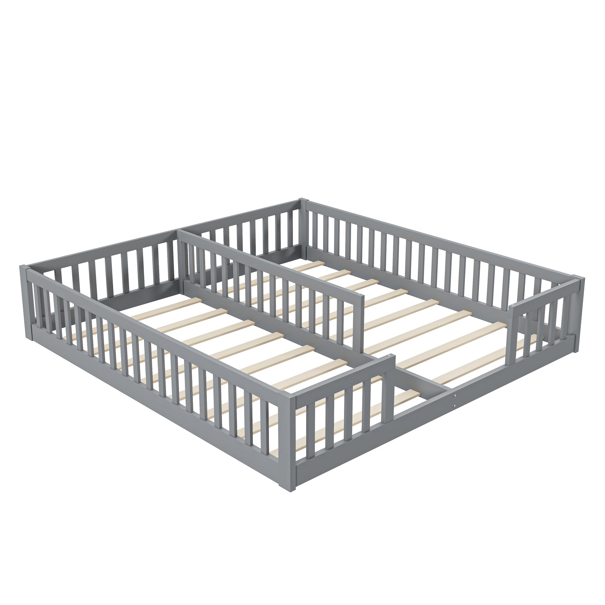 Logidon gestoffeerd bed 90x200 grijs met veiligheidsrailing lattenbodem