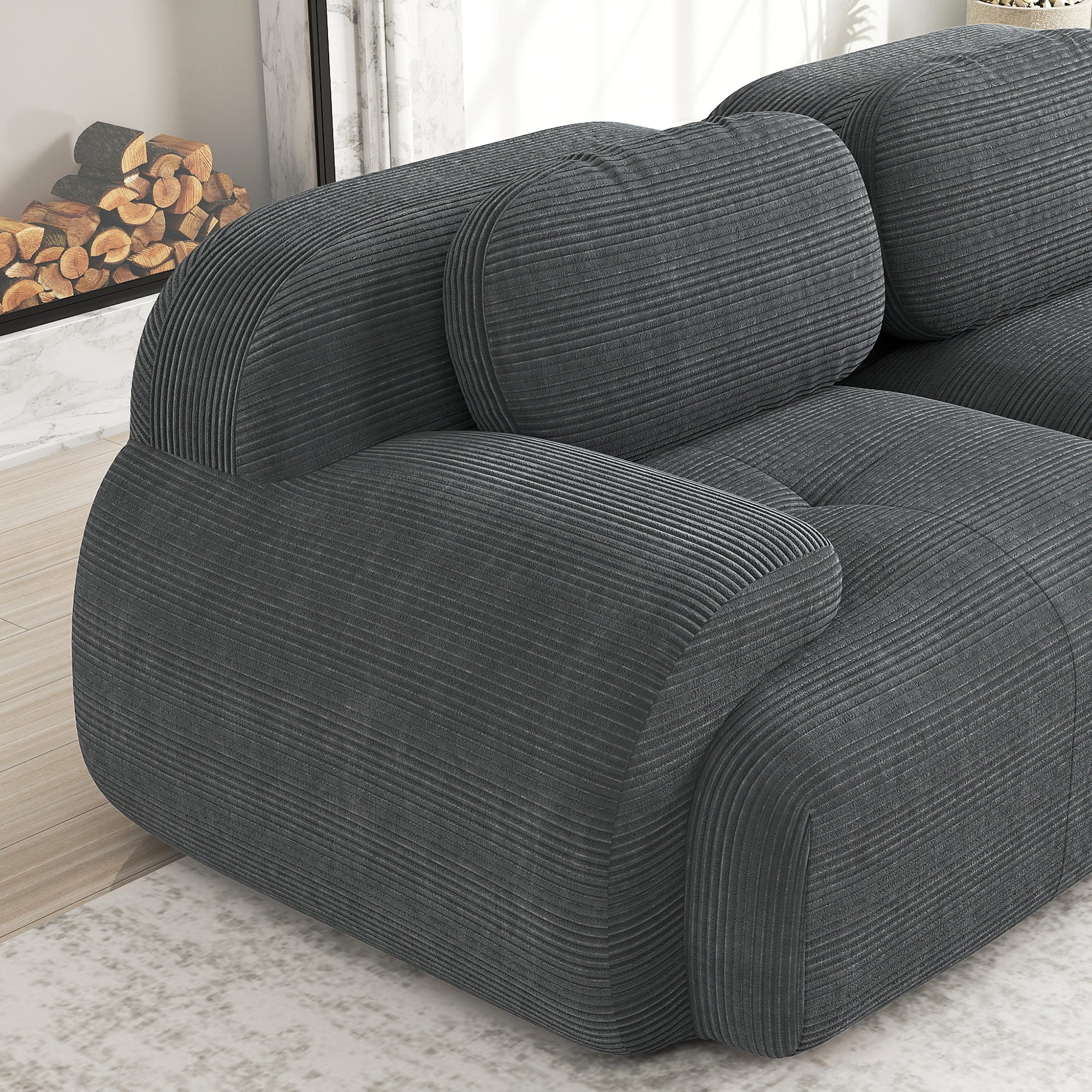 Logidon 2-zitsbank van corduroy grijze modulaire chaise longue