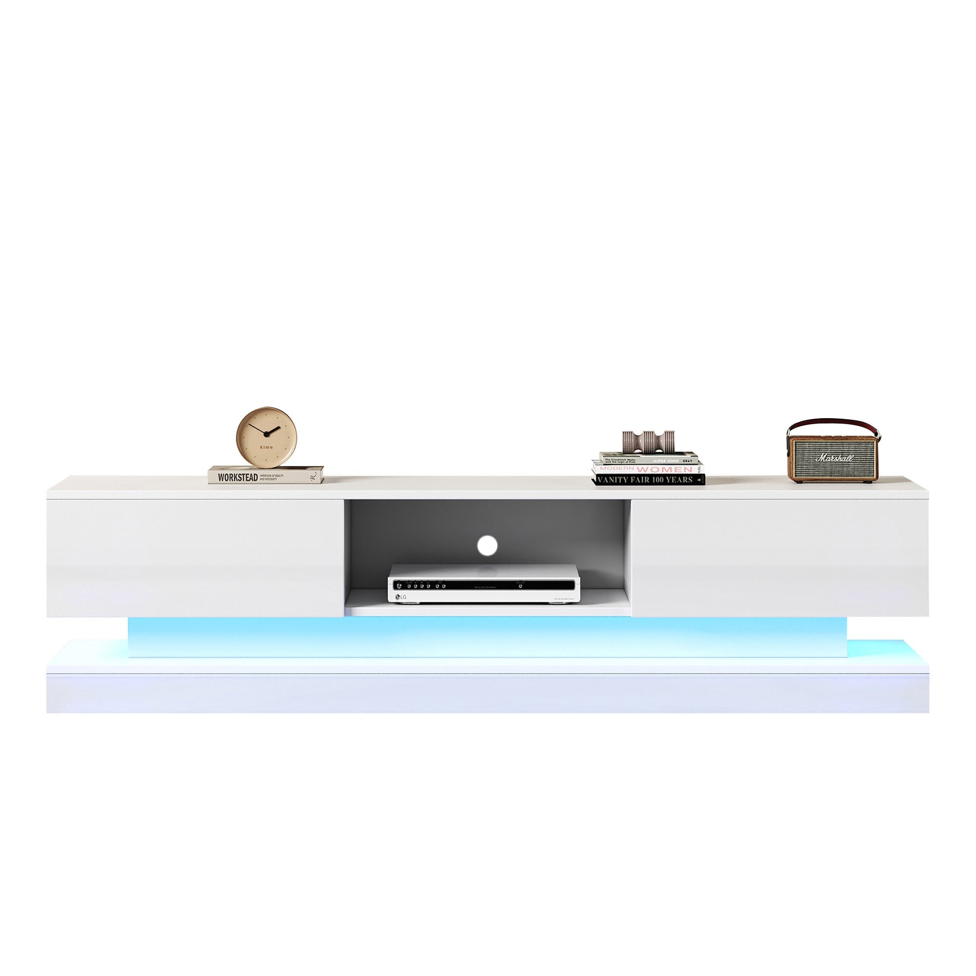 Logidon wit TV-meubel 160 cm met LED-verlichting app bediening