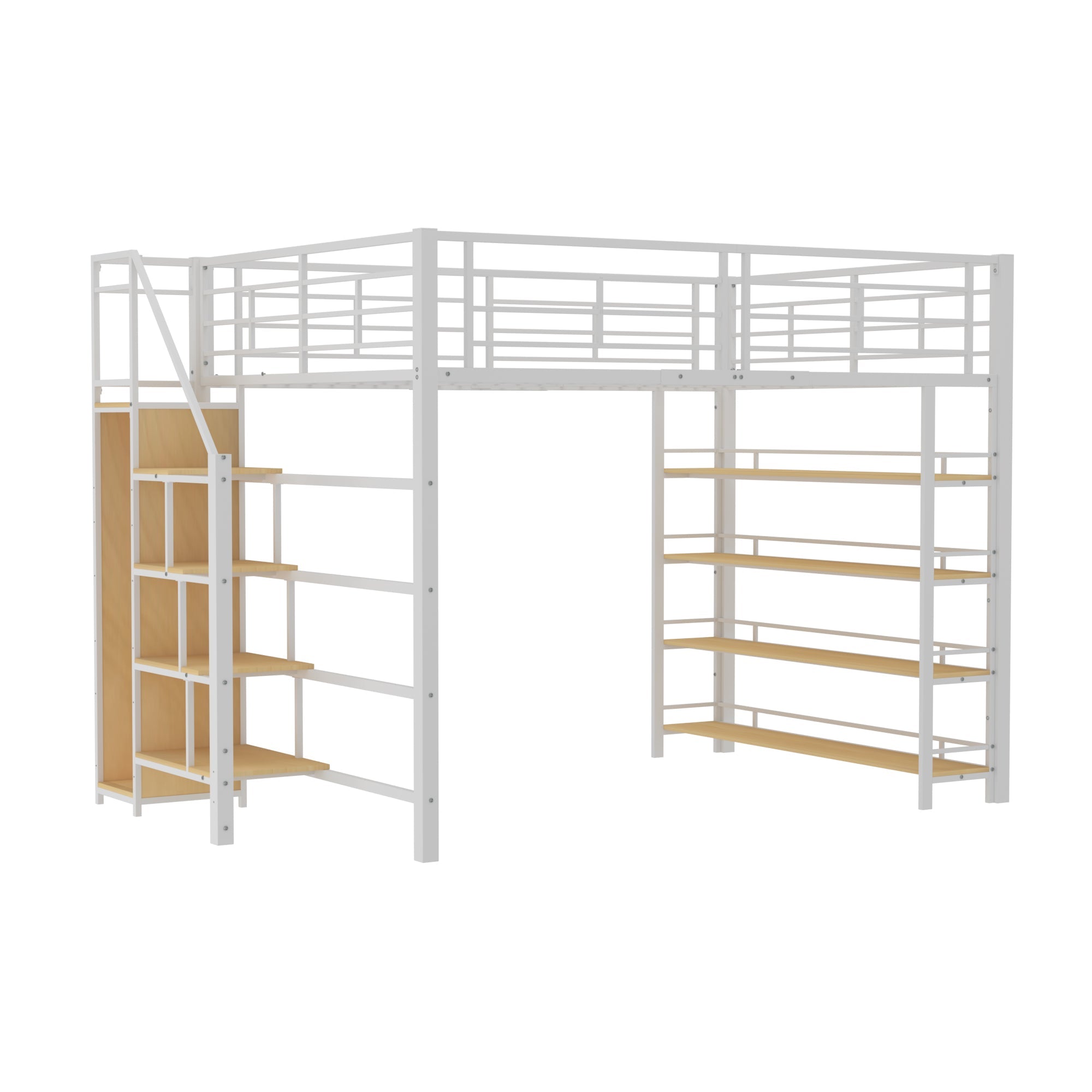Logidon hoogslaper 140x200 met veiligheidstrap, opbergruimte, wit