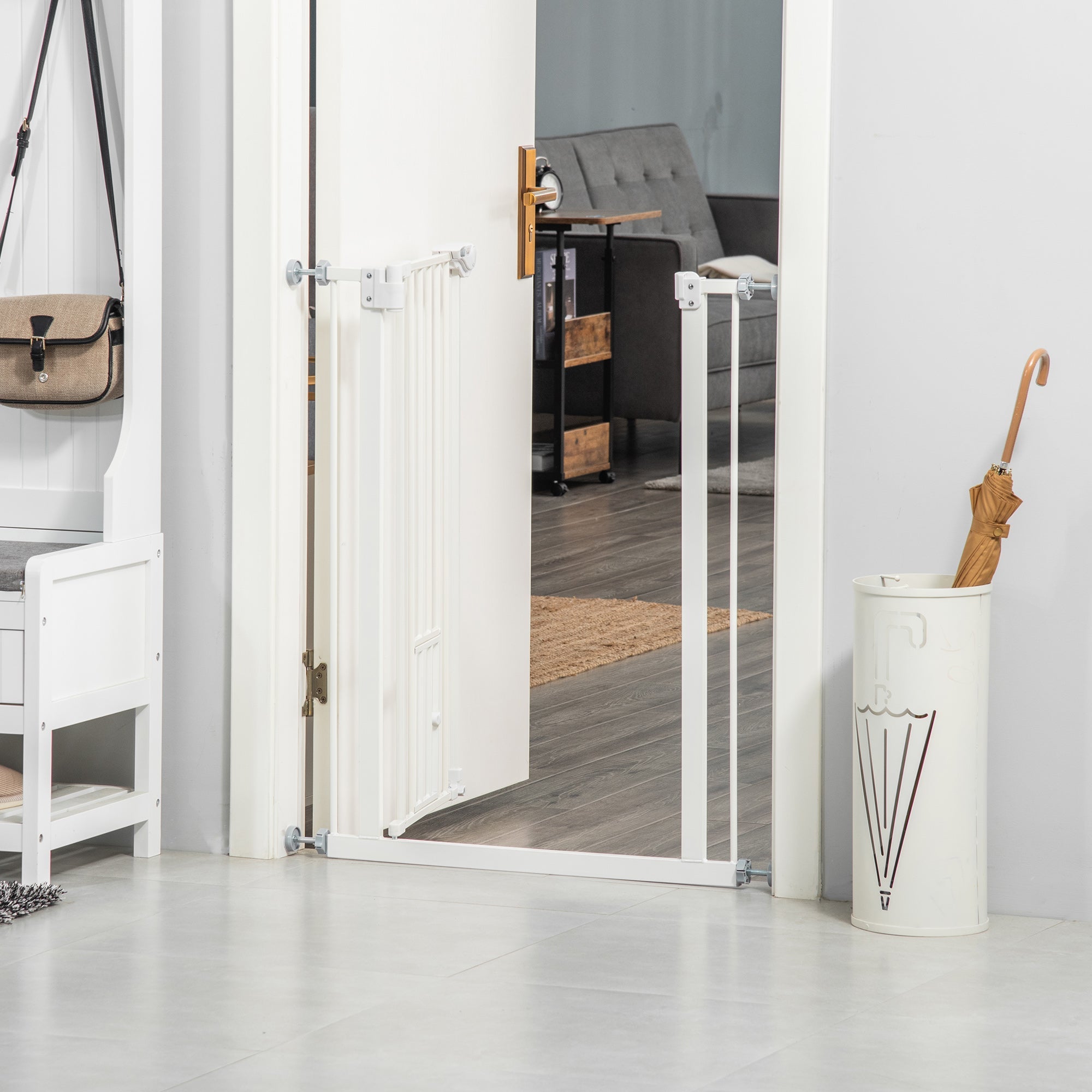 Logidon PawHut deurveiligheidshek automatisch sluitend 74-80 cm wit