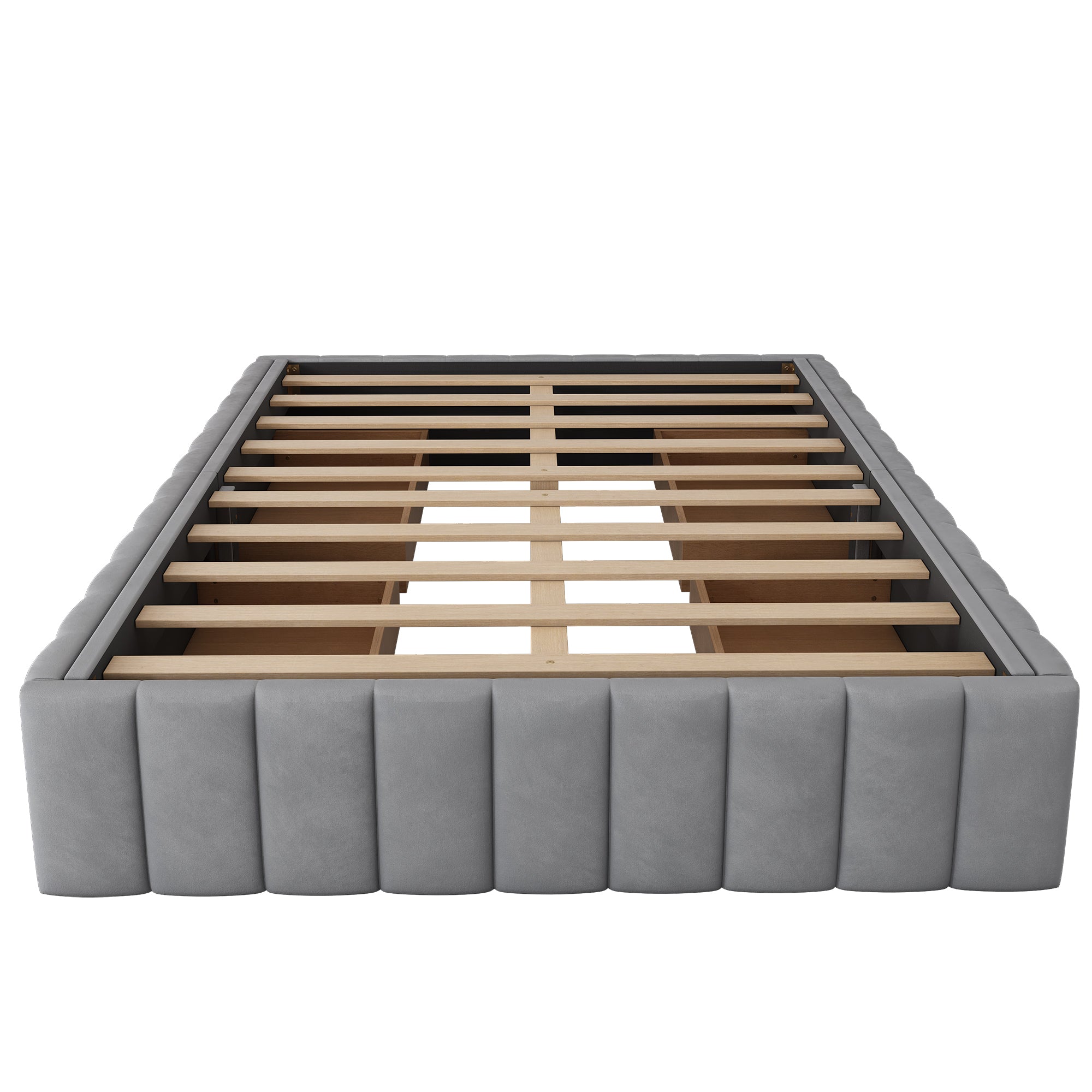 Logidon gestoffeerd bed 140 x 200 cm grijs met lattenbodem designbed