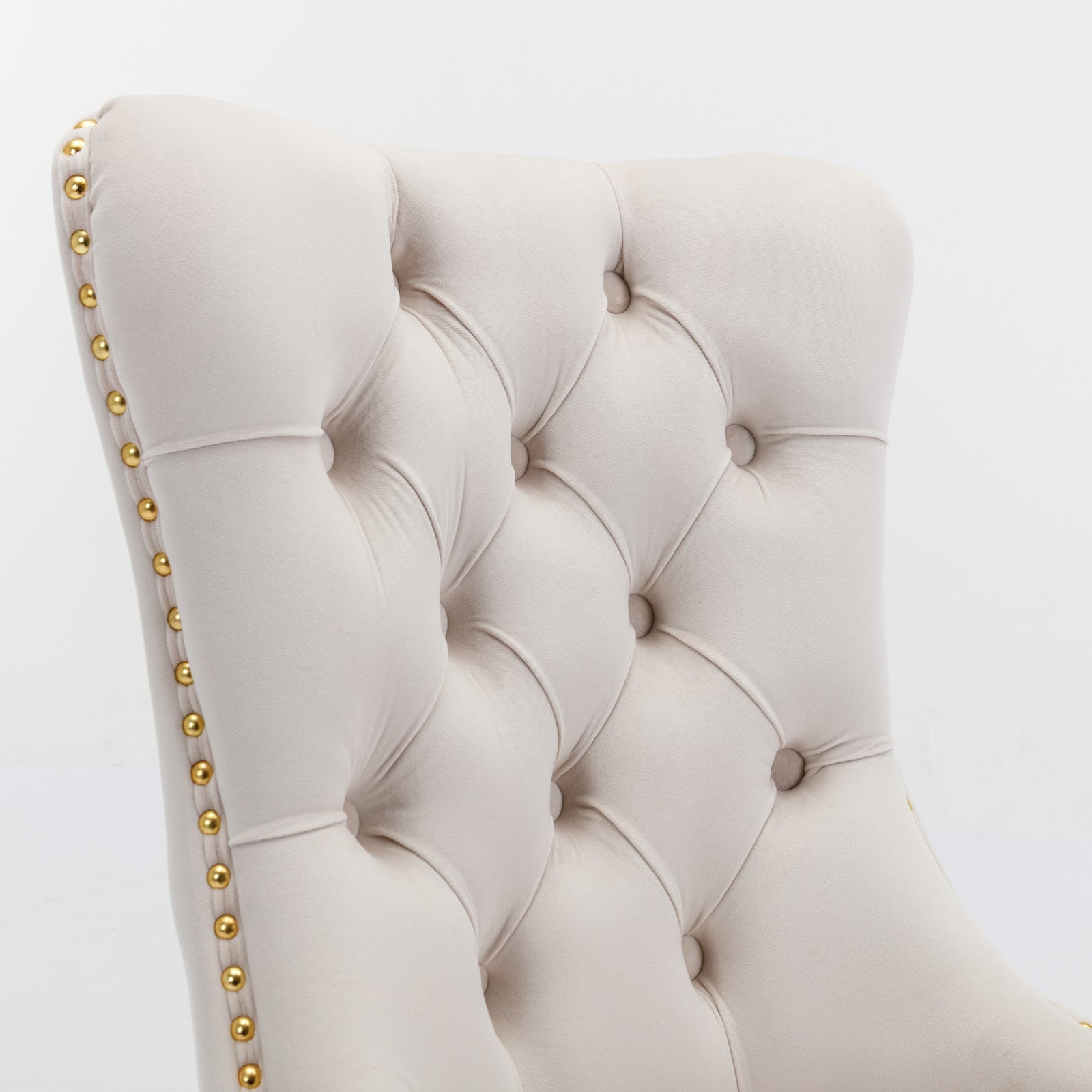 Logidon Nikki Collection Velor Chair Beige Golden Legs Set 2