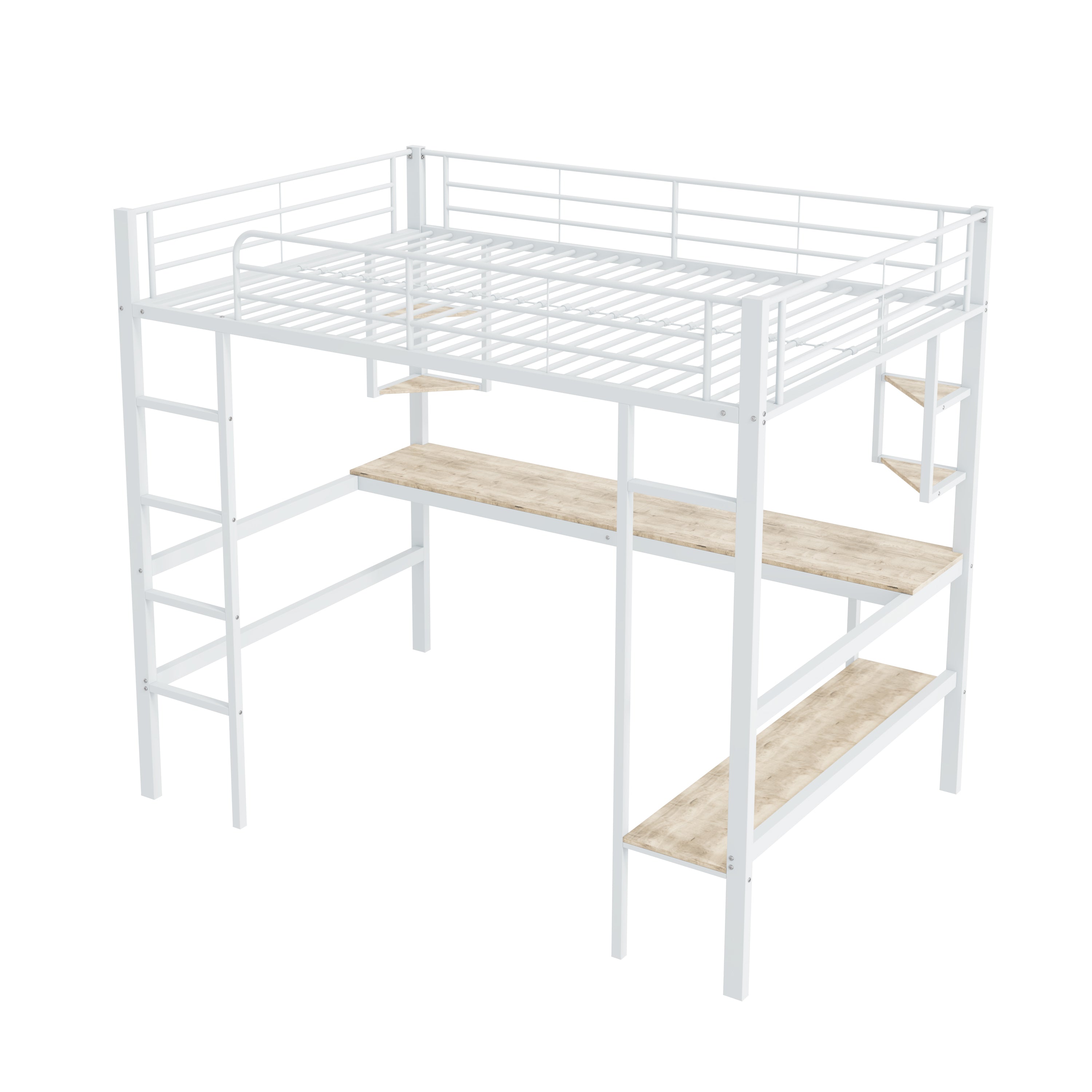 Logidon hoogslaper 140x200 cm metalen bed met bureau wit