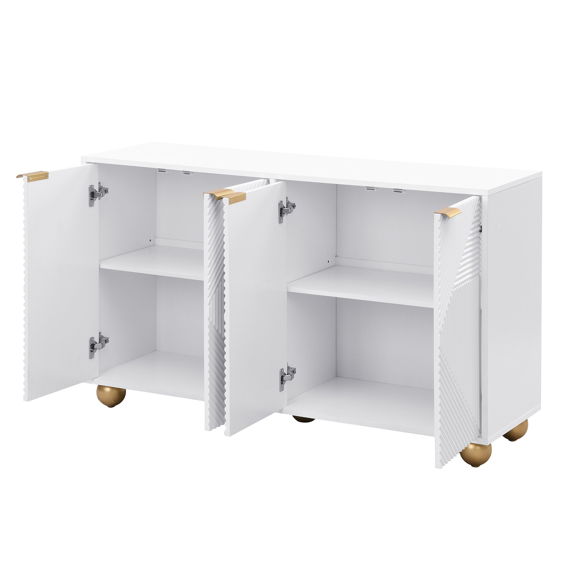 Logidon Dressoir Wit Vier Deuren Verstelbare Planken Gouden Handgrepen