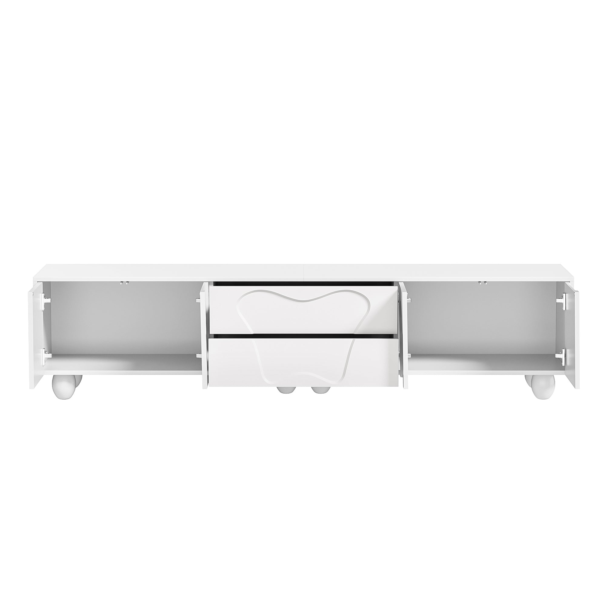 Logidon TV-meubel 180 cm wit met massief houten poten Minimalistisch
