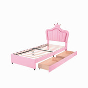 Logidon kinderbed roze 90x200 gestoffeerd bed met LED verlichting