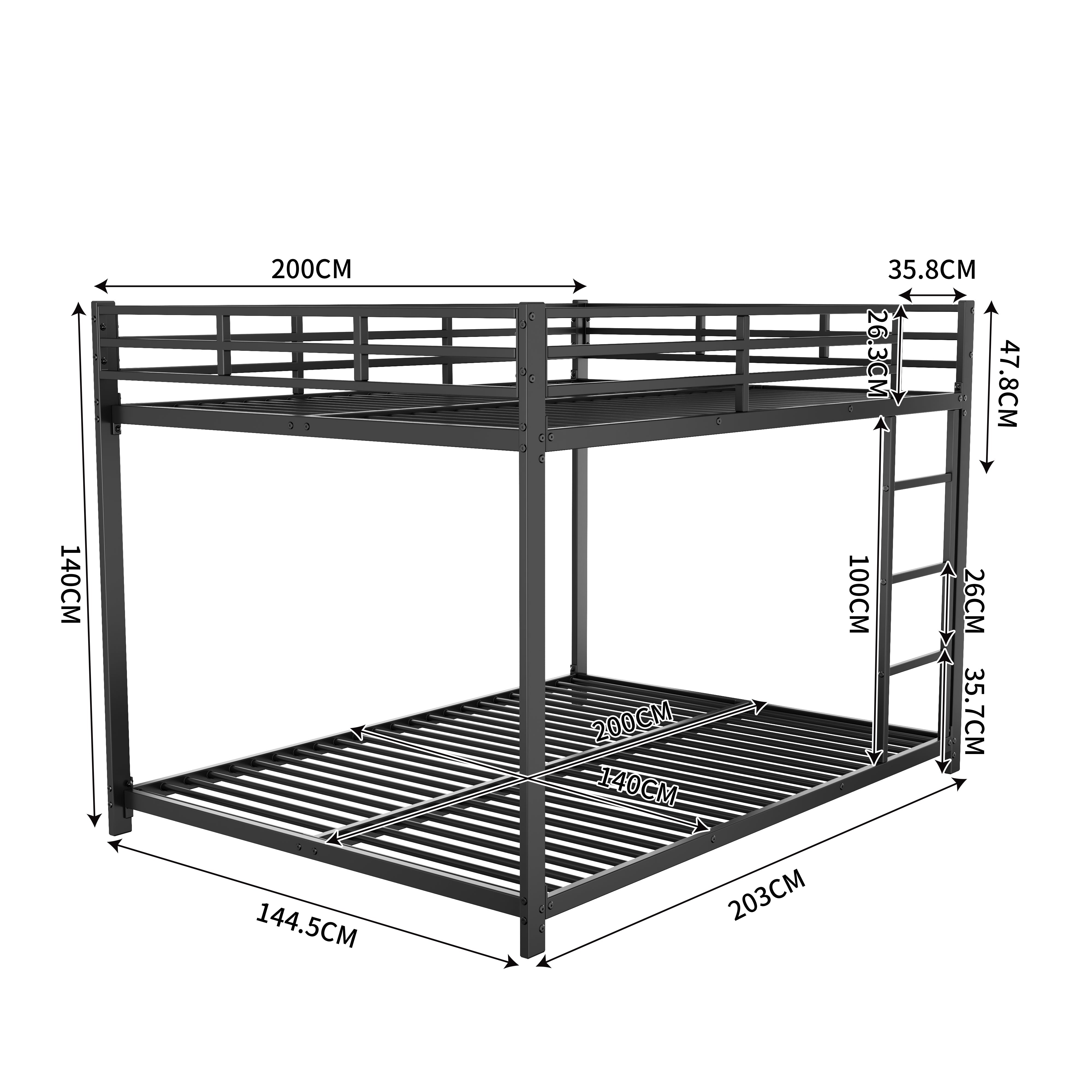 Logidon stapelbed metaal zwart 140x200 klassieke vorm