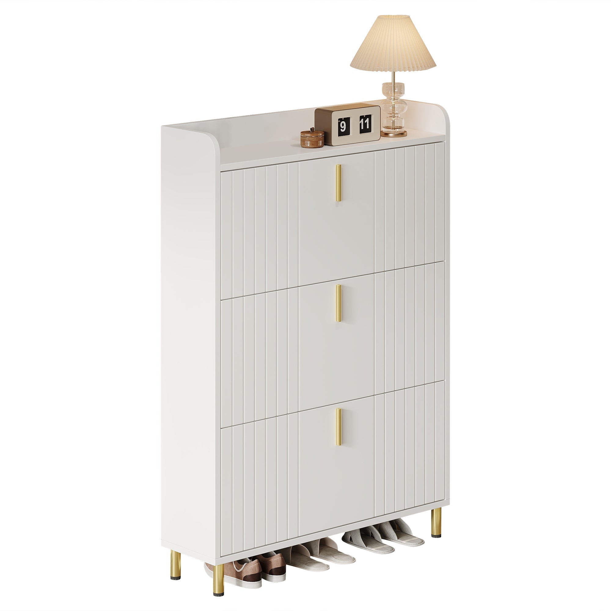Logidon schoenenkast wit 3 kleppen, 6 vakken, 80x23x123 cm