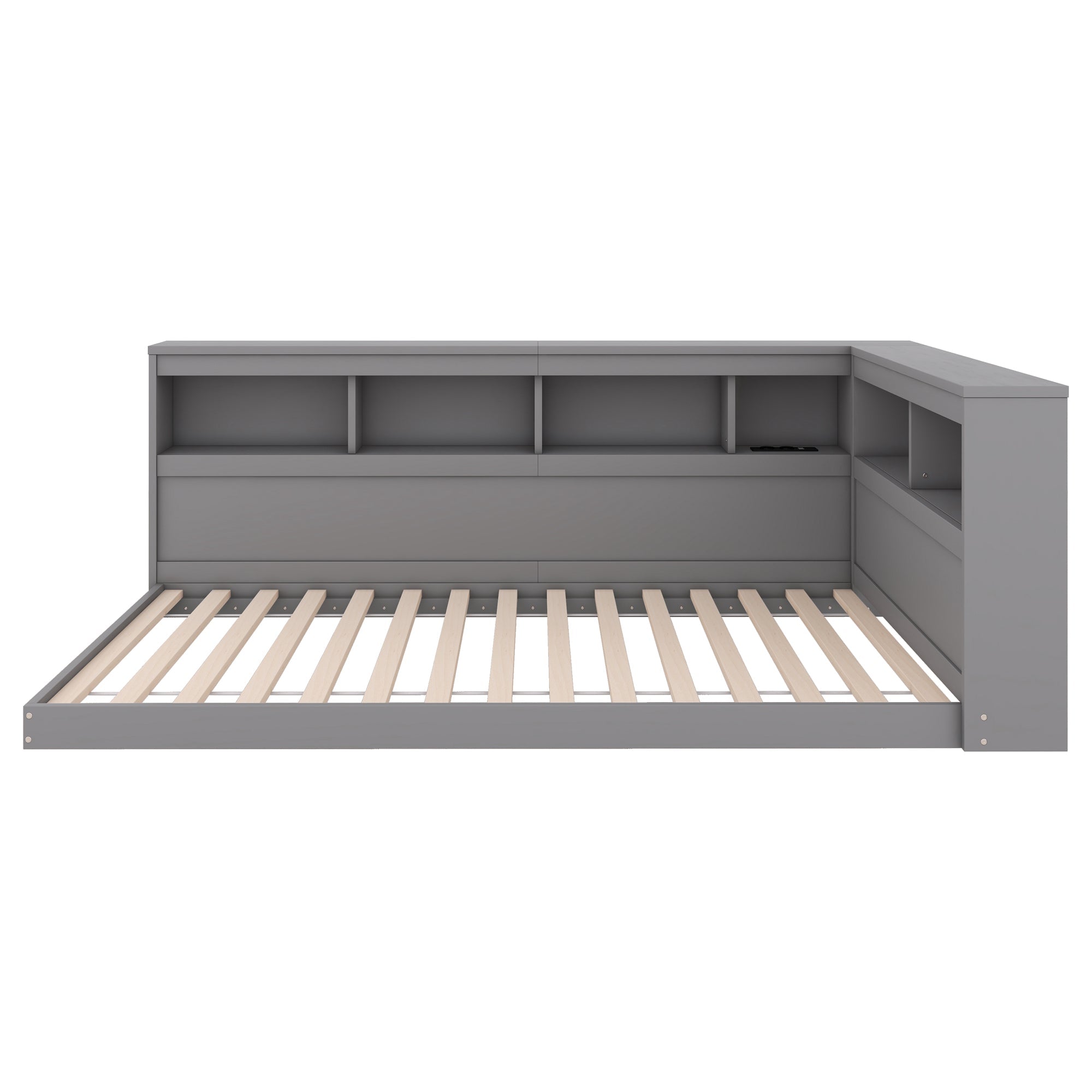 Logidon daybed 90x200 grijs inclusief stopcontact en USB lattenbodem