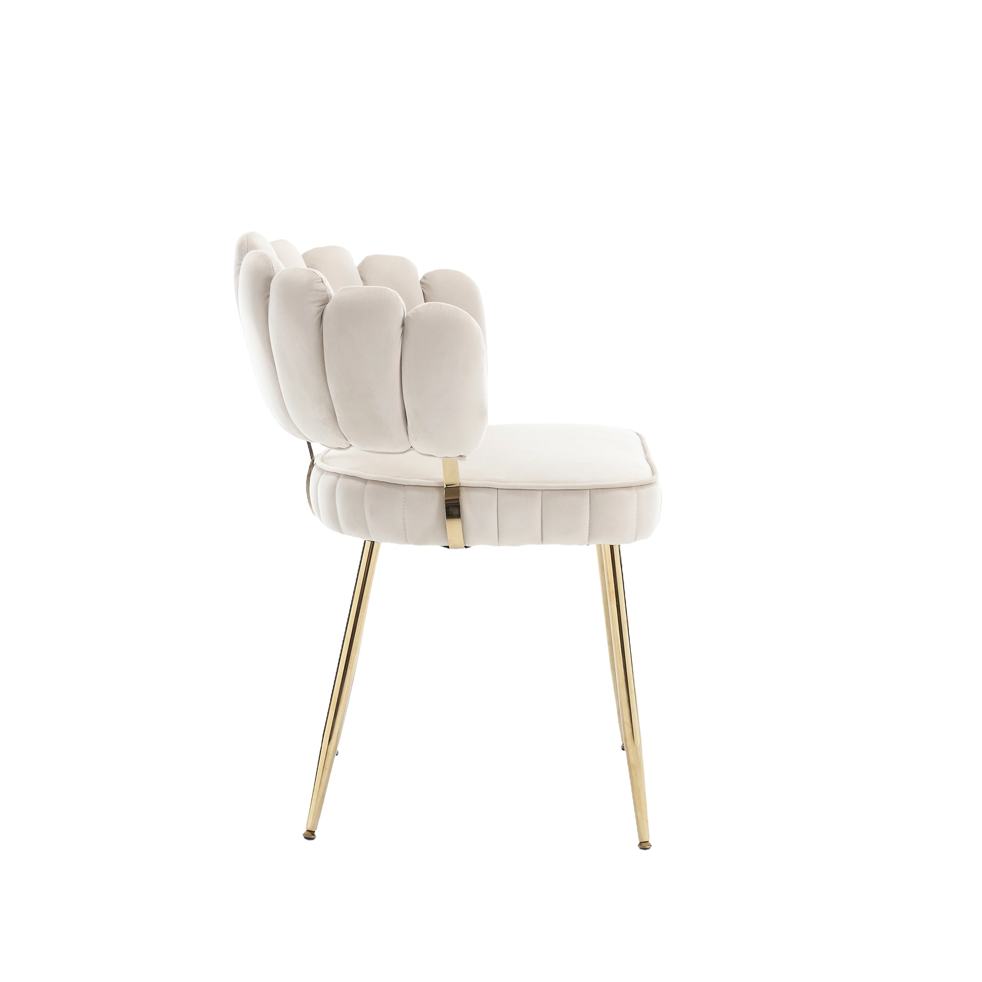 Logidon Modern Velvet Living Room Chairs Ivory Velvet Set of 2