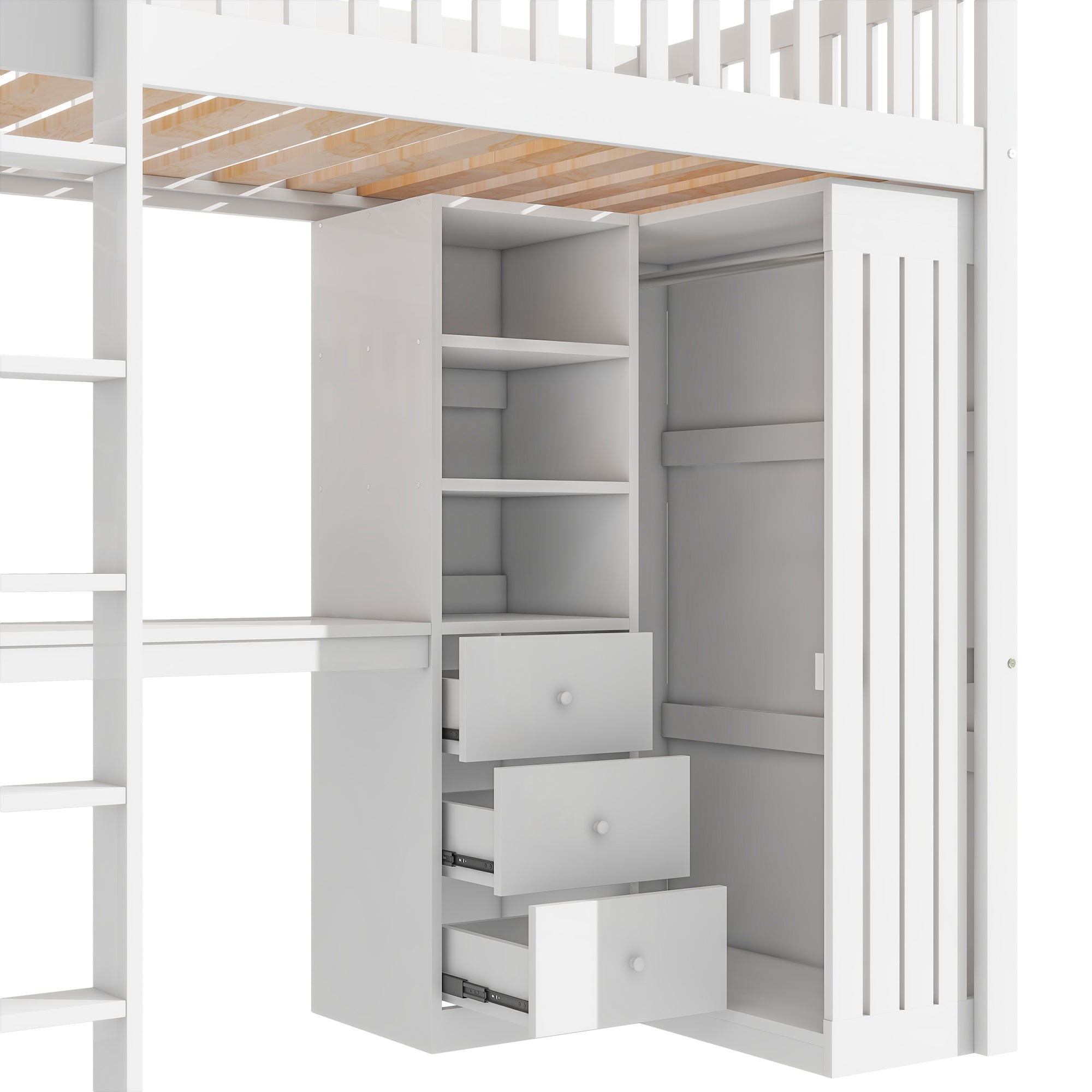 Logidon hoogslaper 90x200 wit met bureau en kledingkast
