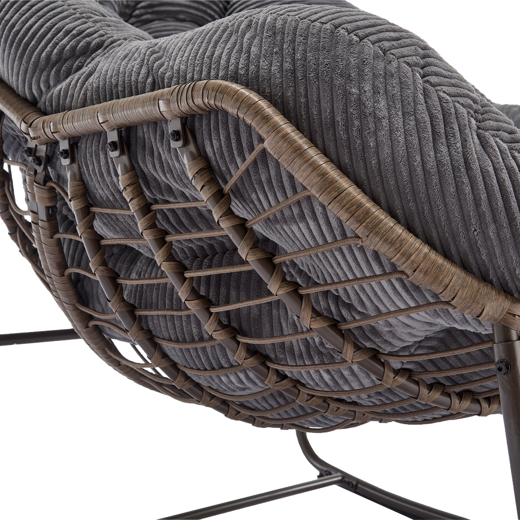 Logidon Rotan Schommelstoel Grijs met Bekleding en Rugleuning Buiten