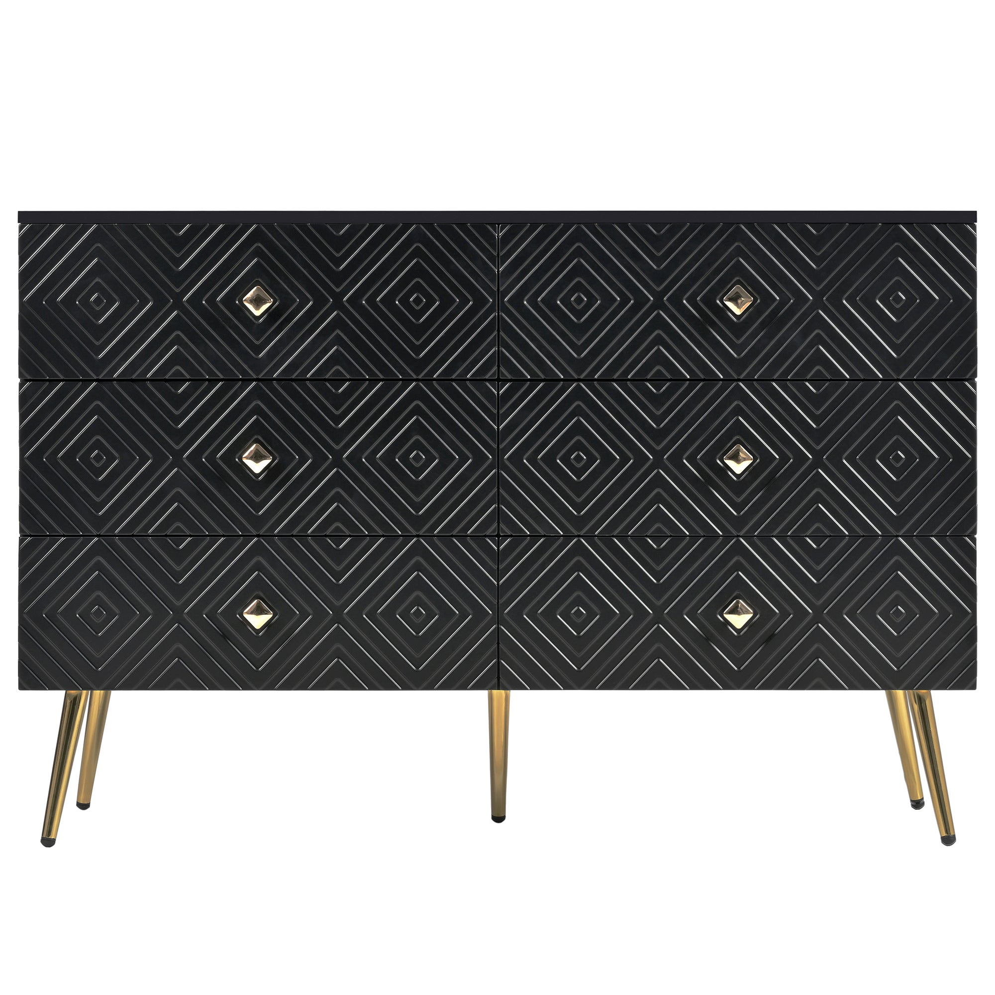 Logidon Ladekast 6 lades zwart goud moderne stijl 120x40x80 cm