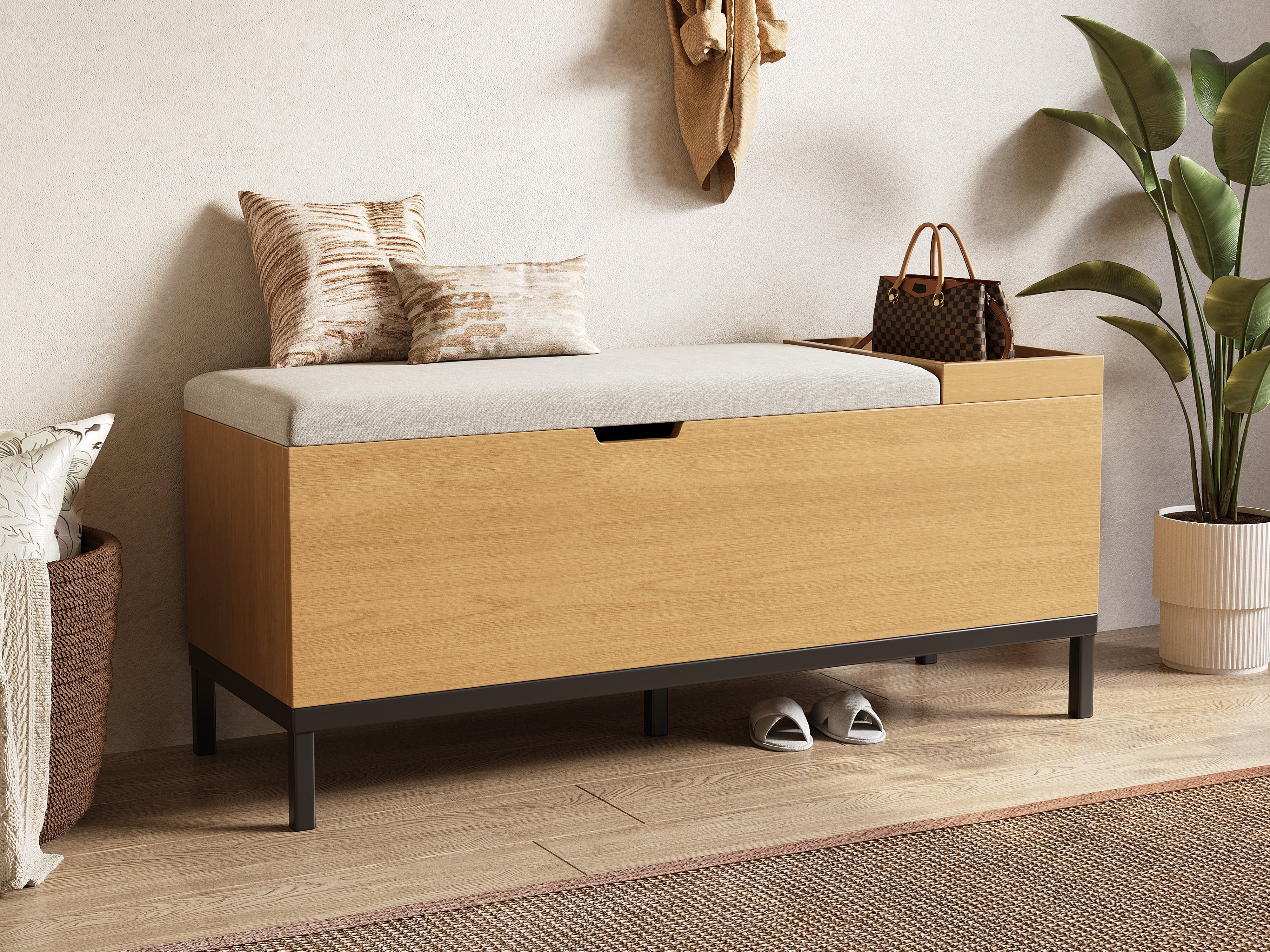 Logidon schoenenbank opbergbank naturel 115 x 40 x 49,5 cm