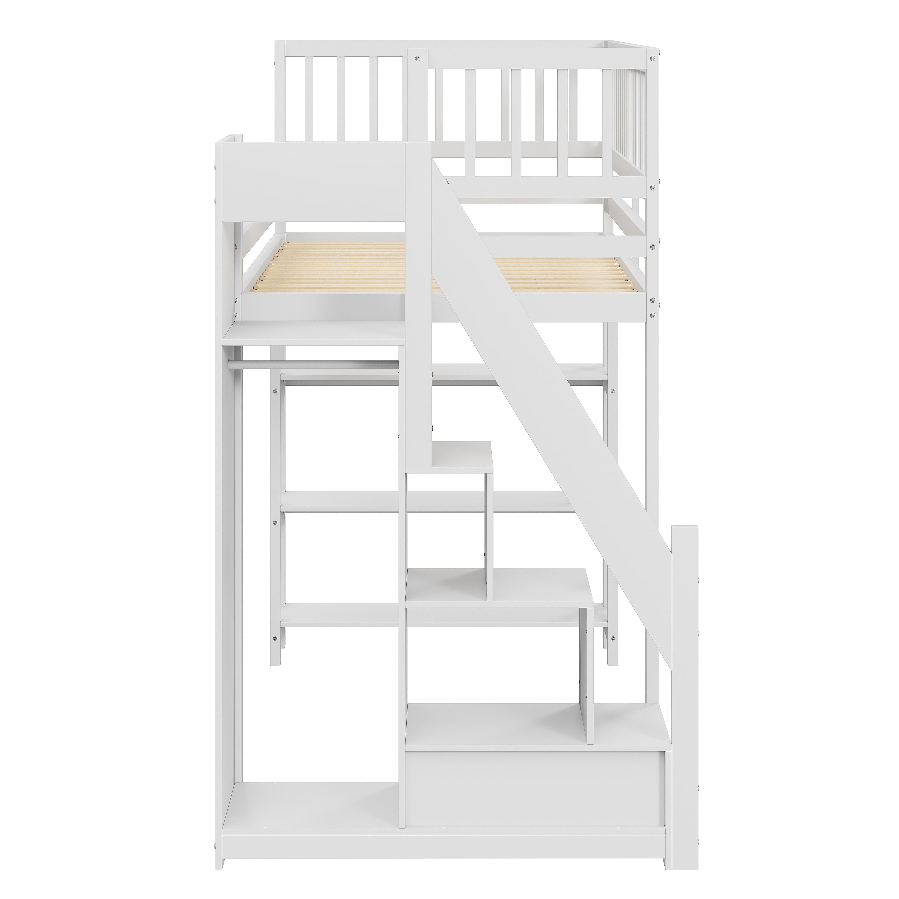 Logidon hoogslaper 90x200 met kledingkast en opbergruimte wit