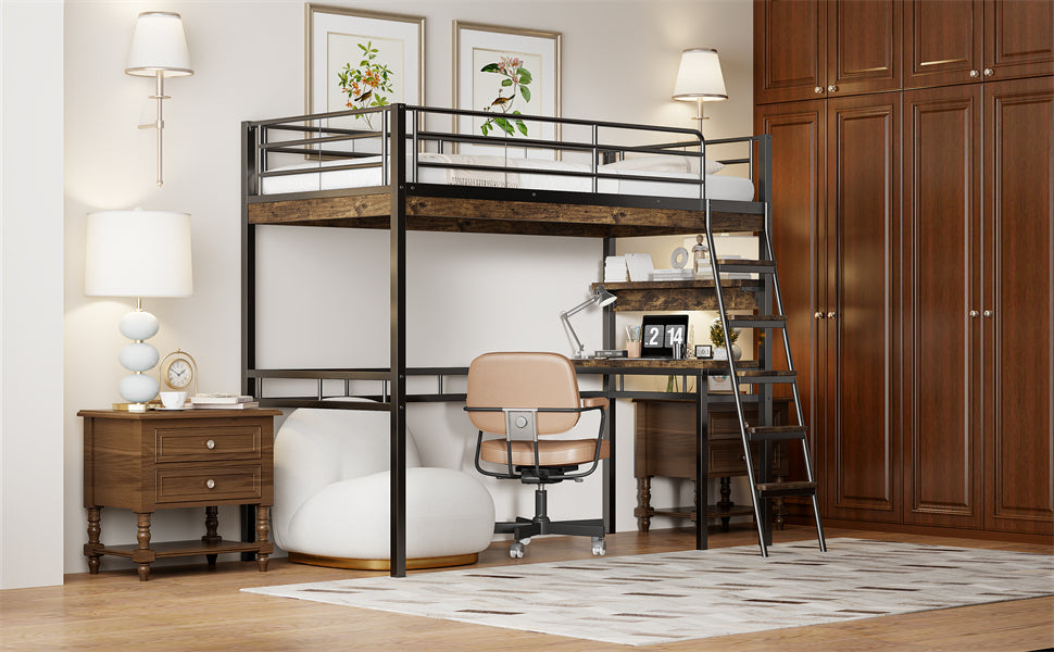 Logidon hoogslaper 90x200 cm met bureaurelingladder zwart