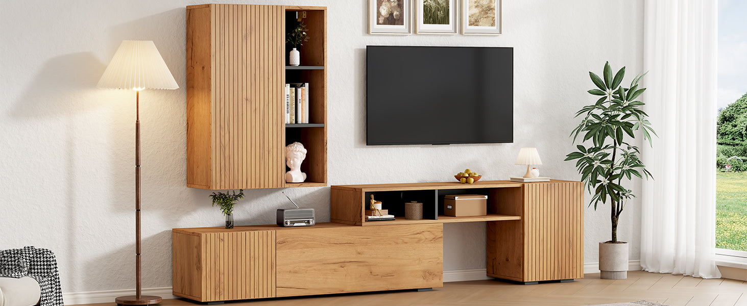 Logidon TV wall unit set display case two parts up to 265 cm oak black