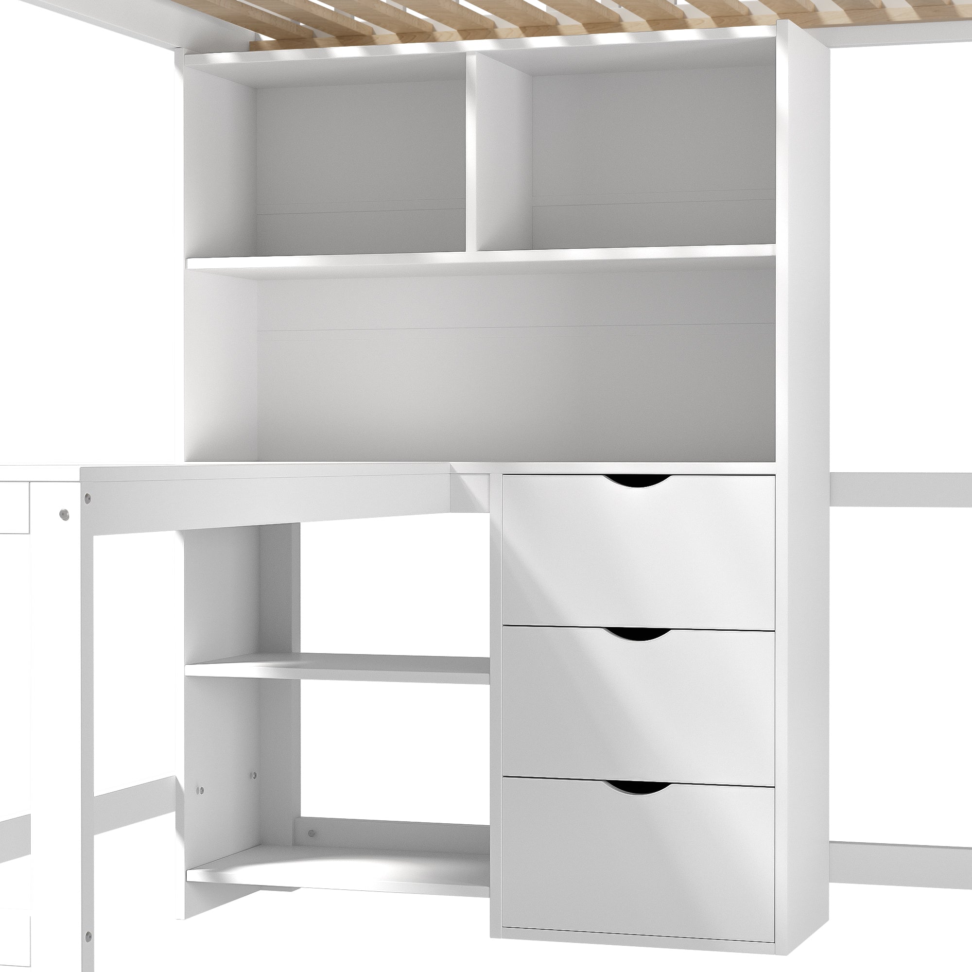 Logidon hoogslaper 140x200 cm met bureau en opbergruimte wit