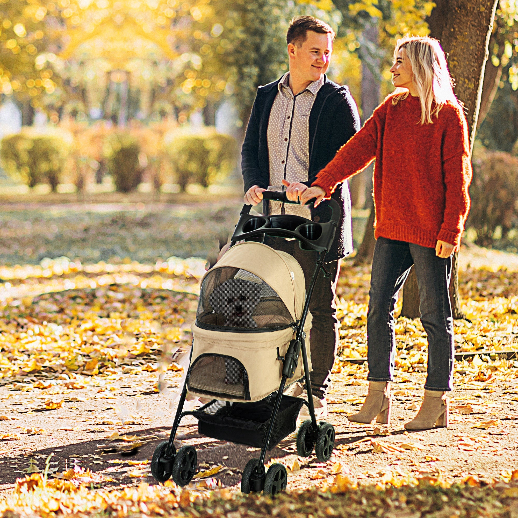 Logidon hondenbuggy kaki opklapfunctie 67x45x96 cm