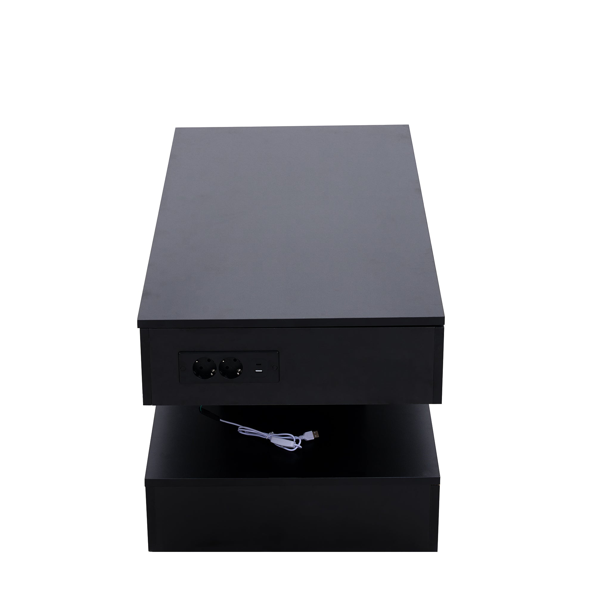 Logidon LED Salontafel met verborgen opbergruimte 100x50 cm Zwart