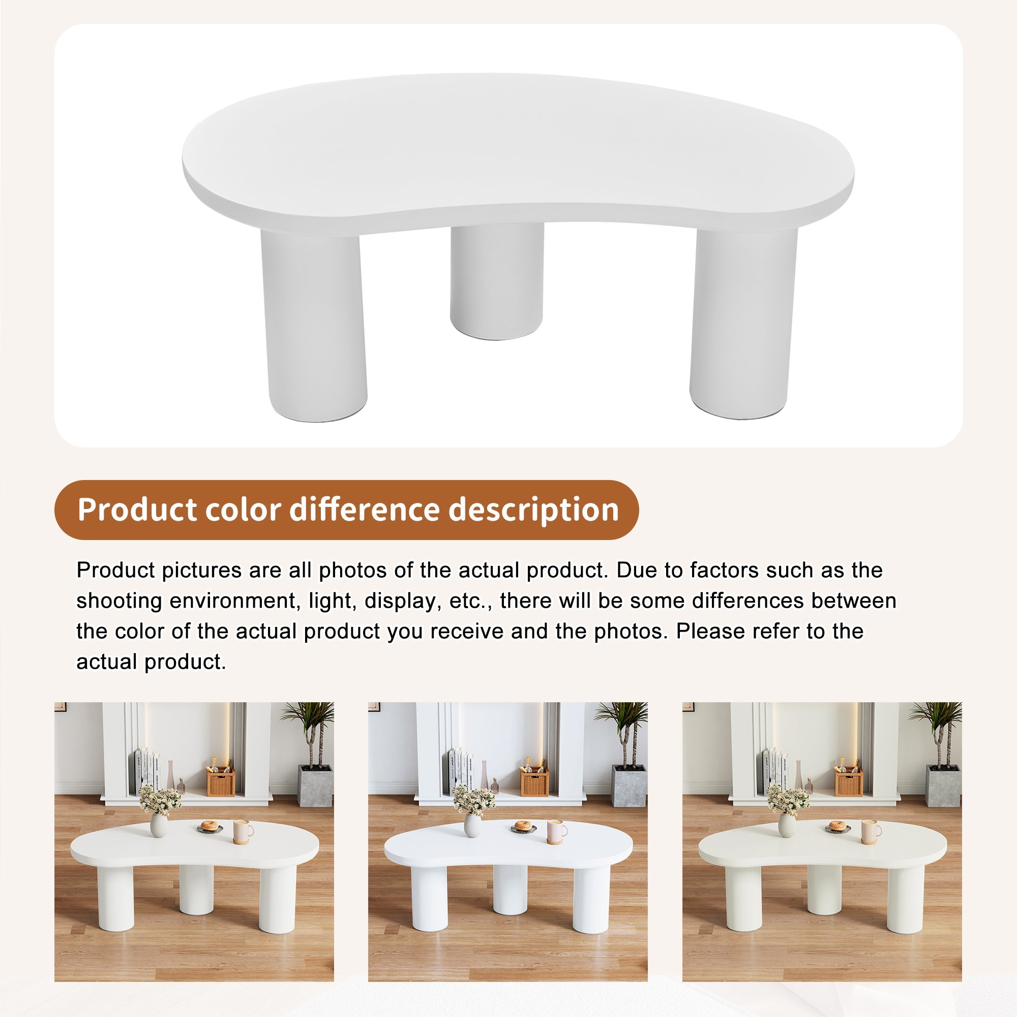 Logidon Witte halve maan salontafel 107x57x40,5 cm MDF en PVC