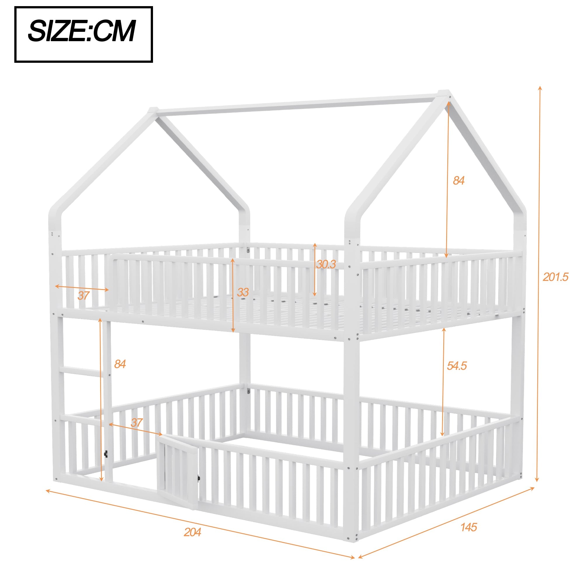 Logidon stapelbed 140x200 cm metalen hoogslaper witte trap familiebed