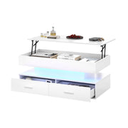 Logidon Hydraulisch in hoogte verstelbare salontafel 100x50x44 cm Wit LED